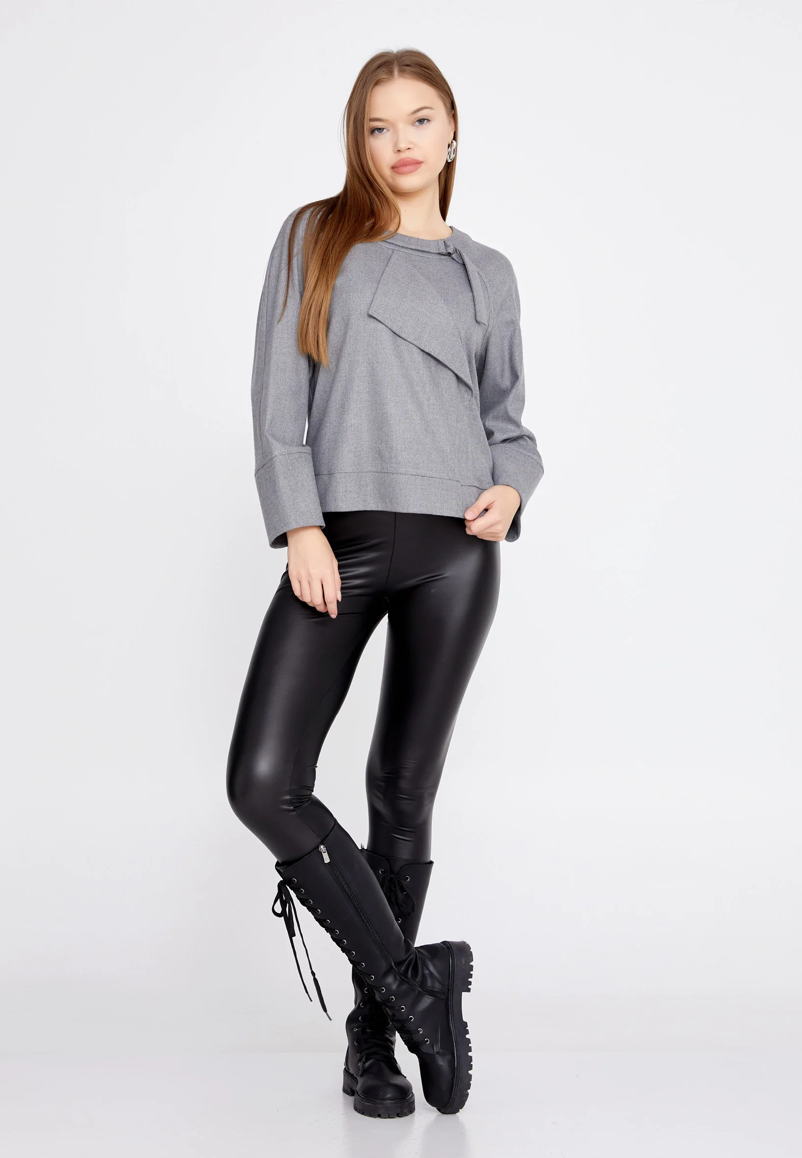 Long Sleeve Solid Color Regular Blouse kmy22w10823 - Image 2
