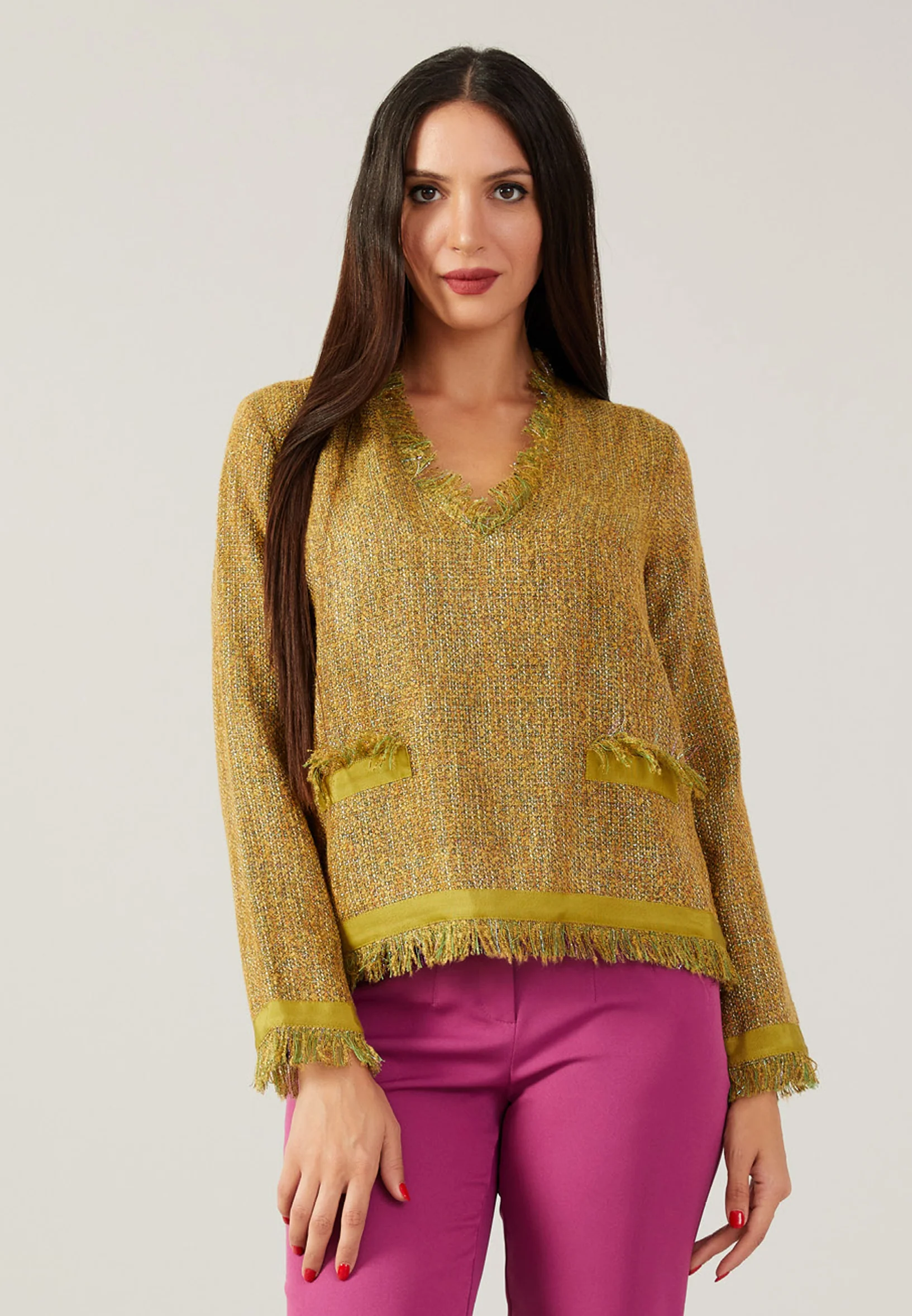Long Sleeve Solid Color Regular Blouse kmy22w10844 - Image 4