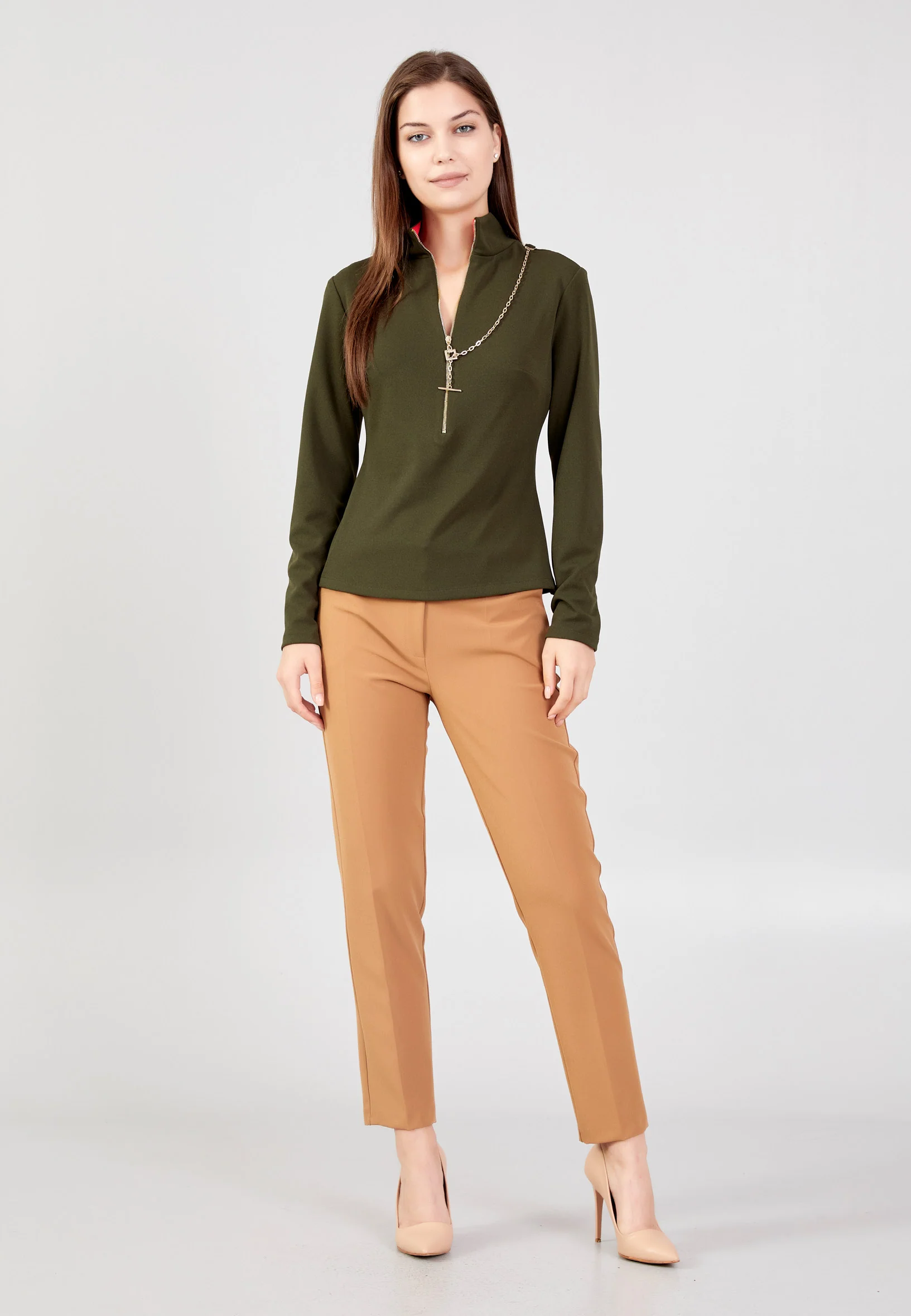 Long Sleeve Solid Color Regular Blouse kmy24k10332 - Image 5