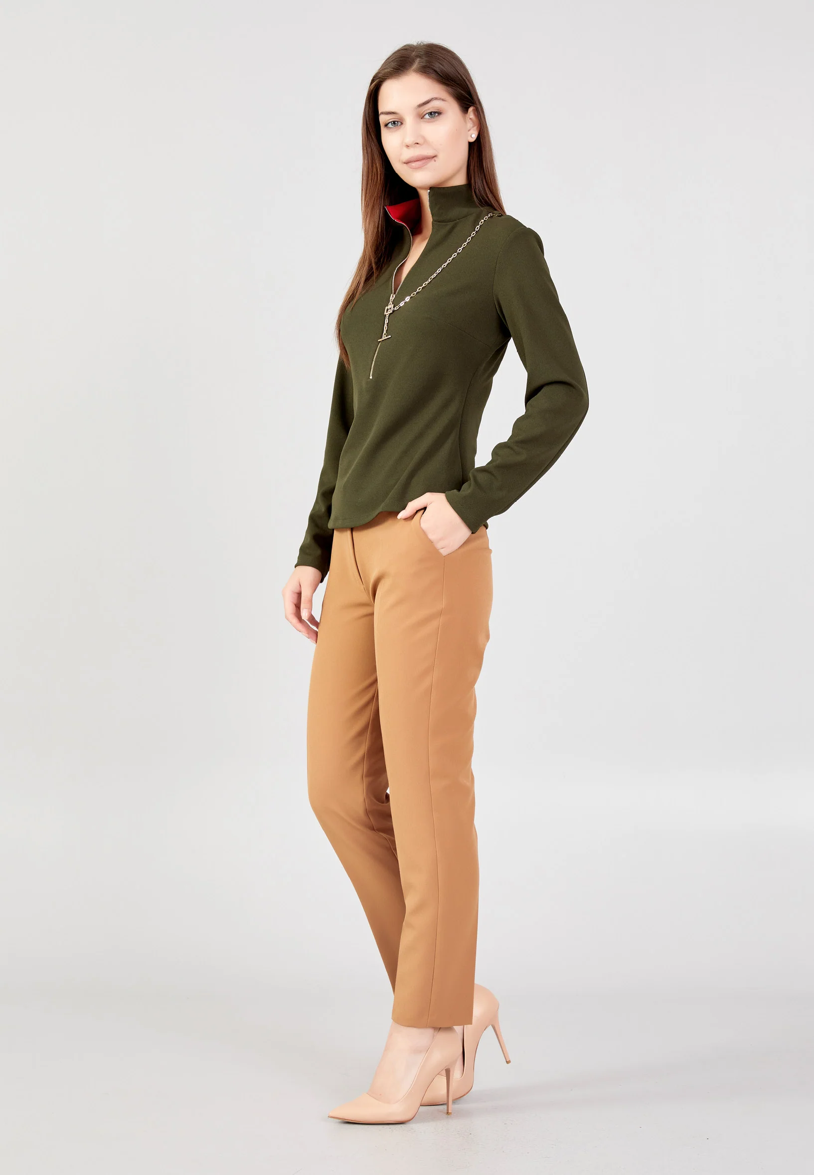 Long Sleeve Solid Color Regular Blouse kmy24k10332 - Image 7