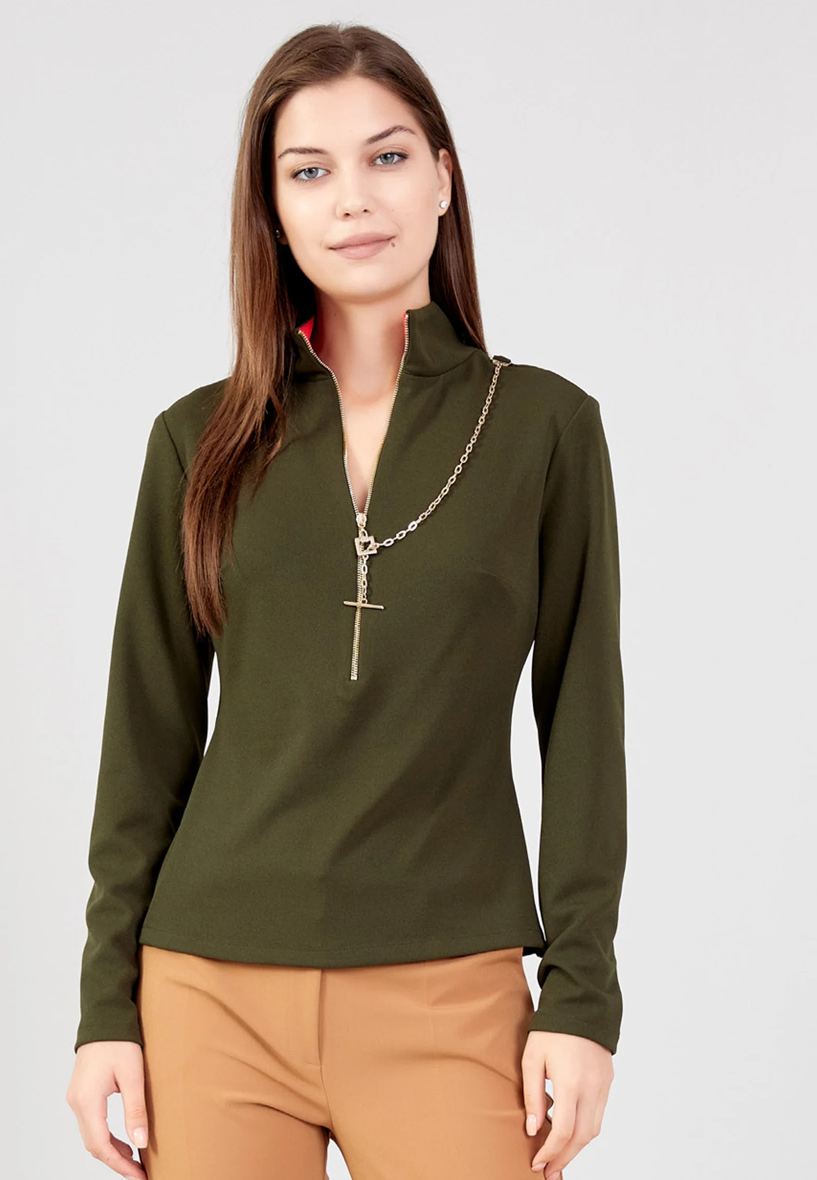 Long Sleeve Solid Color Regular Blouse kmy24k10332 - Image 8