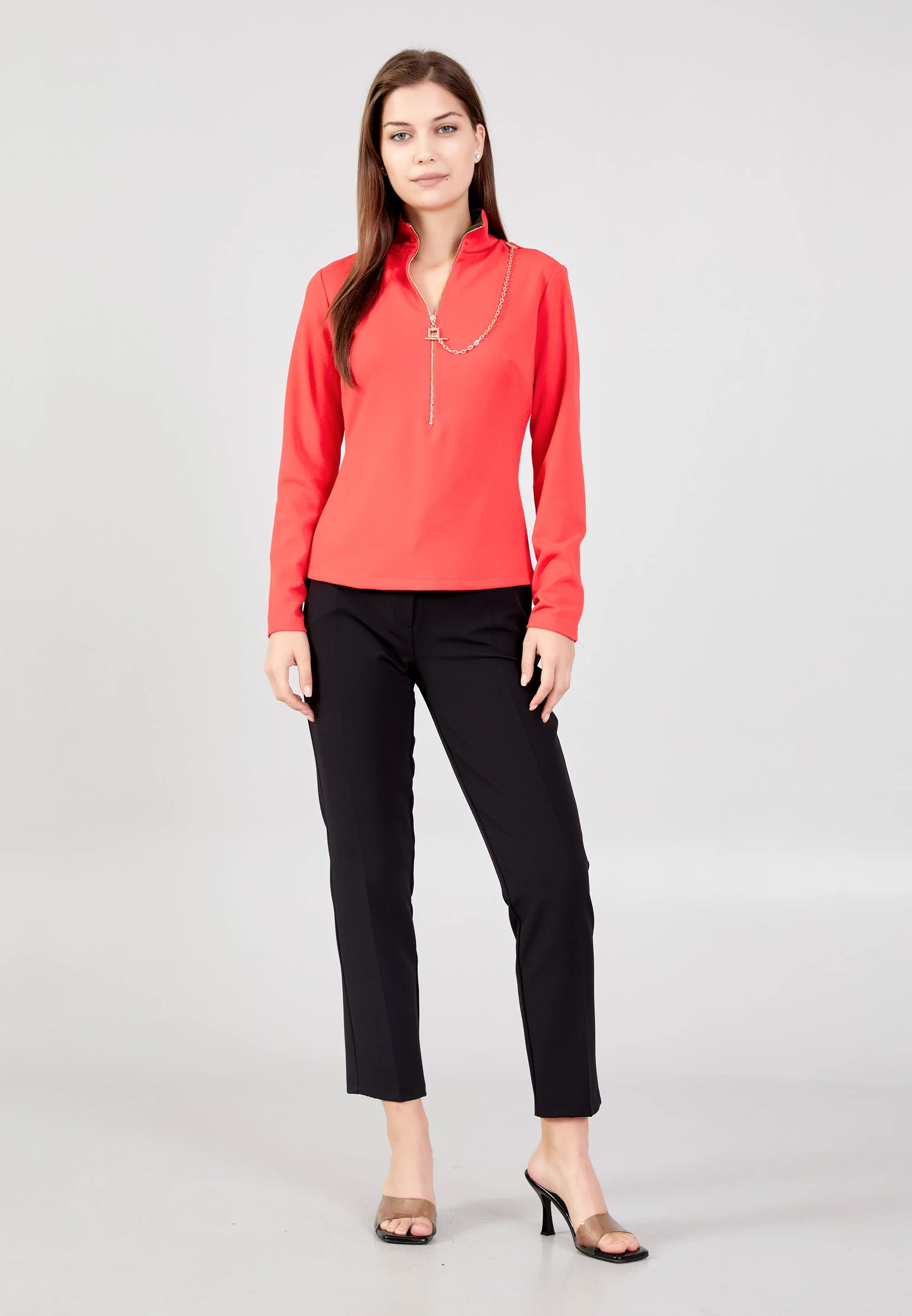 Long Sleeve Solid Color Regular Blouse kmy24k10332 - Image 9