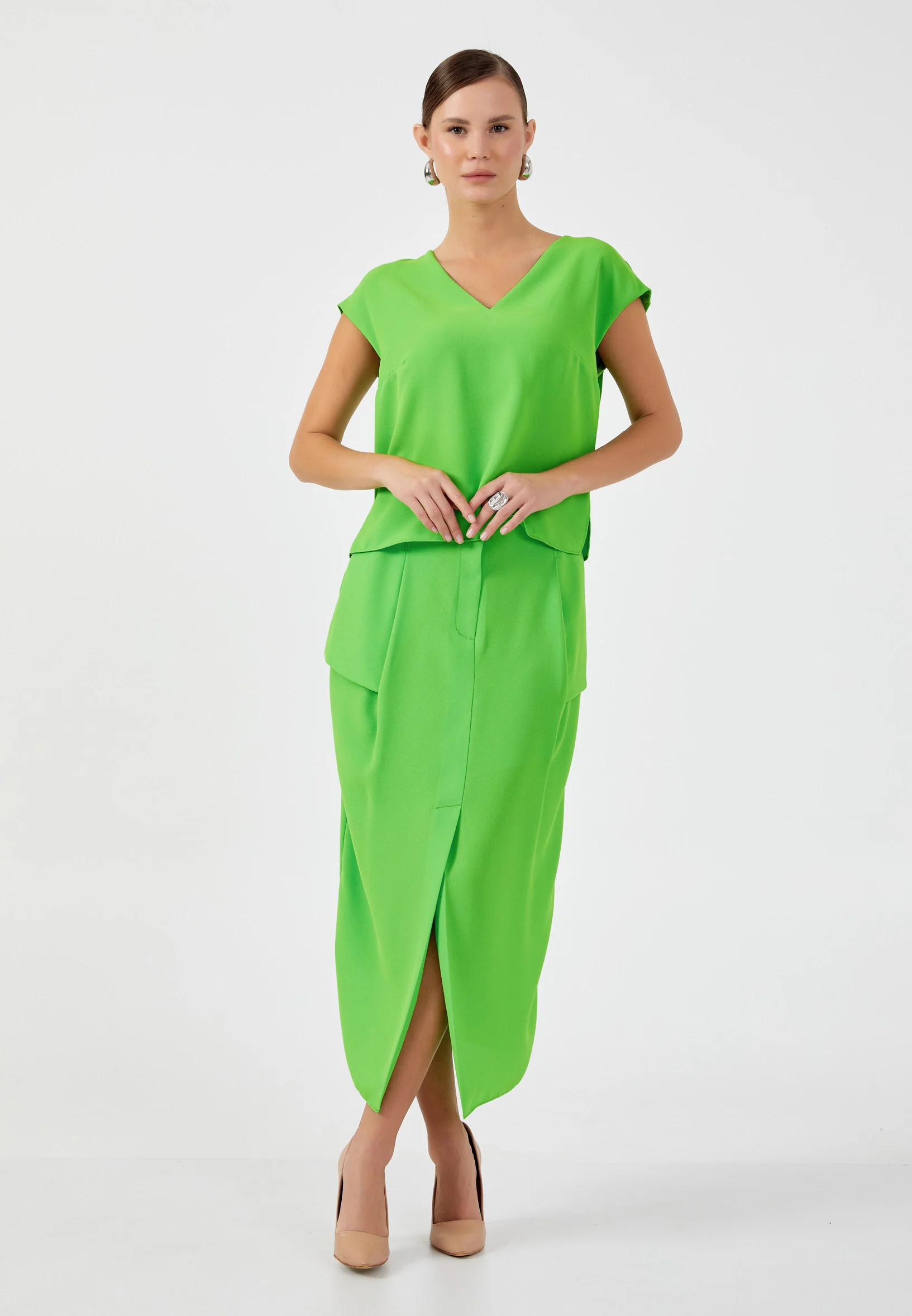 Long Sleeve Solid Color Regular Blouse kmy24y10405 - Image 9