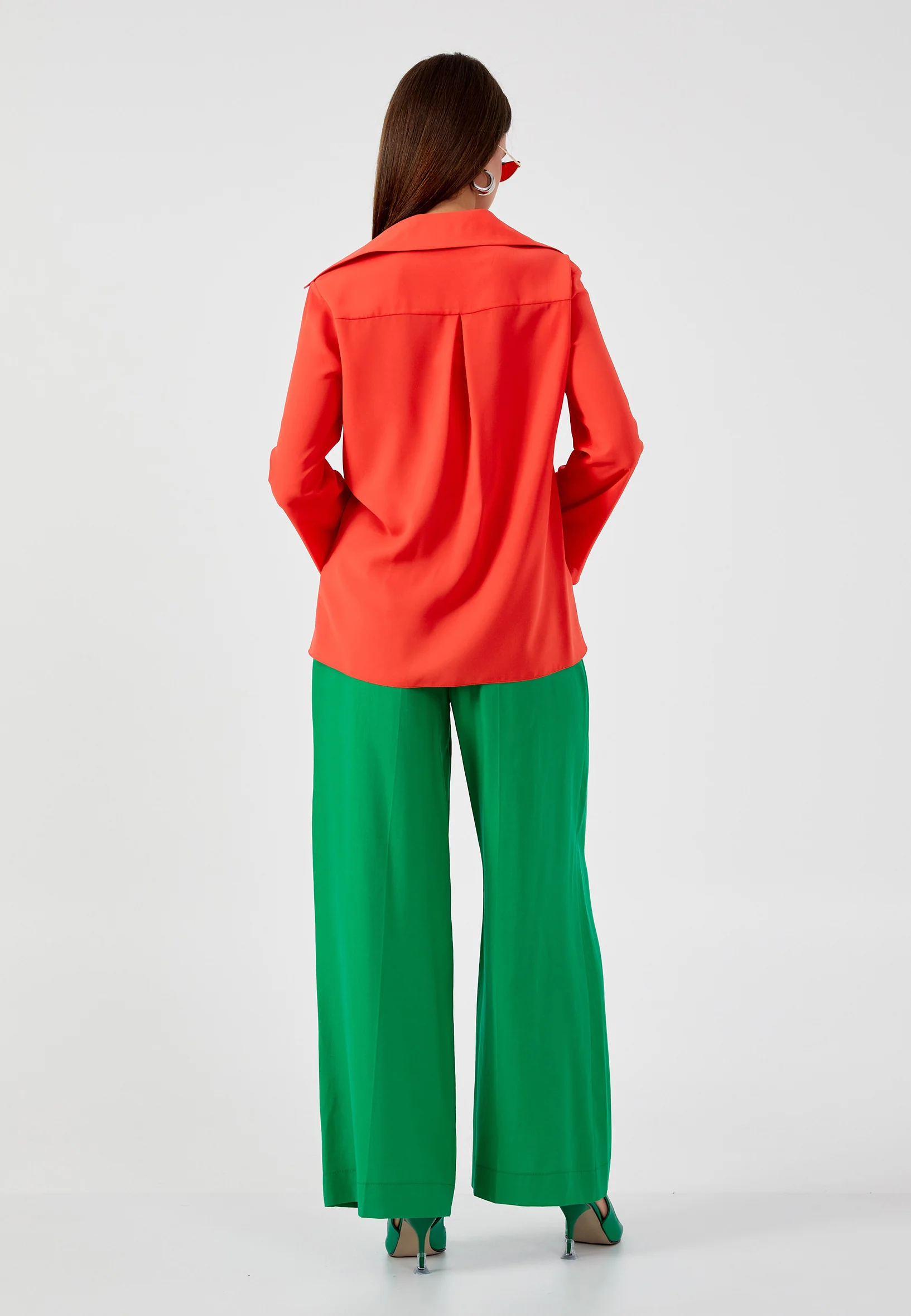 Long Sleeve Solid Color Regular Blouse kmy24y10421 - Image 4