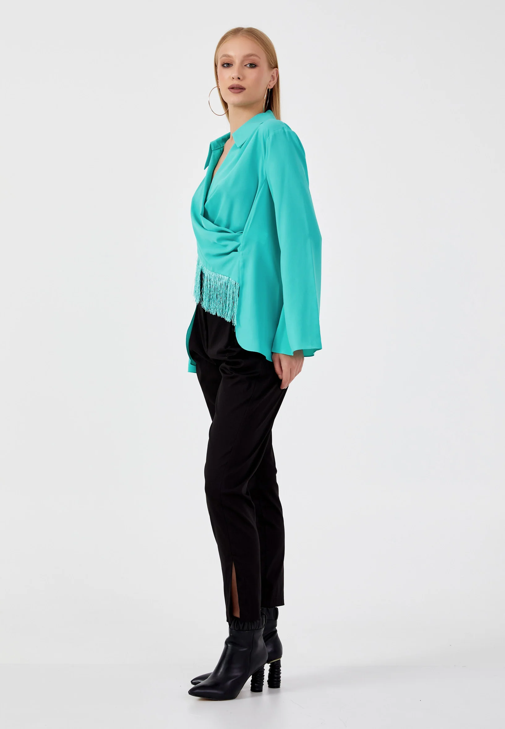 Long Sleeve Solid Color Regular Blouse kmy24y10421 - Image 7