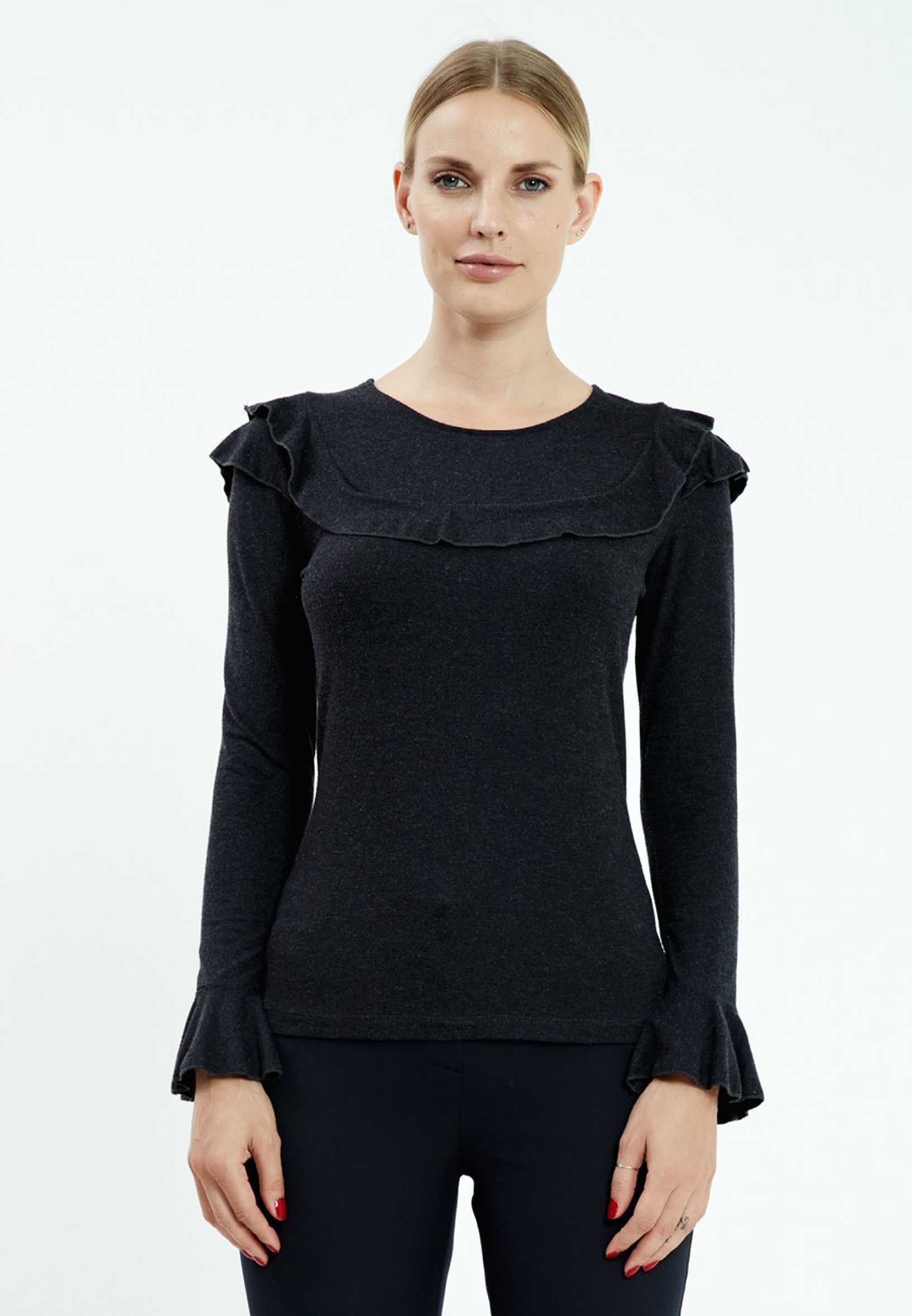 Long Sleeve Solid Color Regular Blouse mis29605