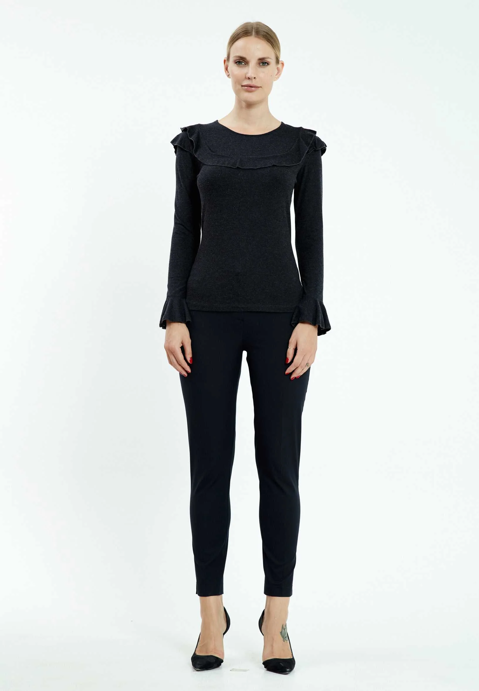 Long Sleeve Solid Color Regular Blouse mis29605 - Image 2