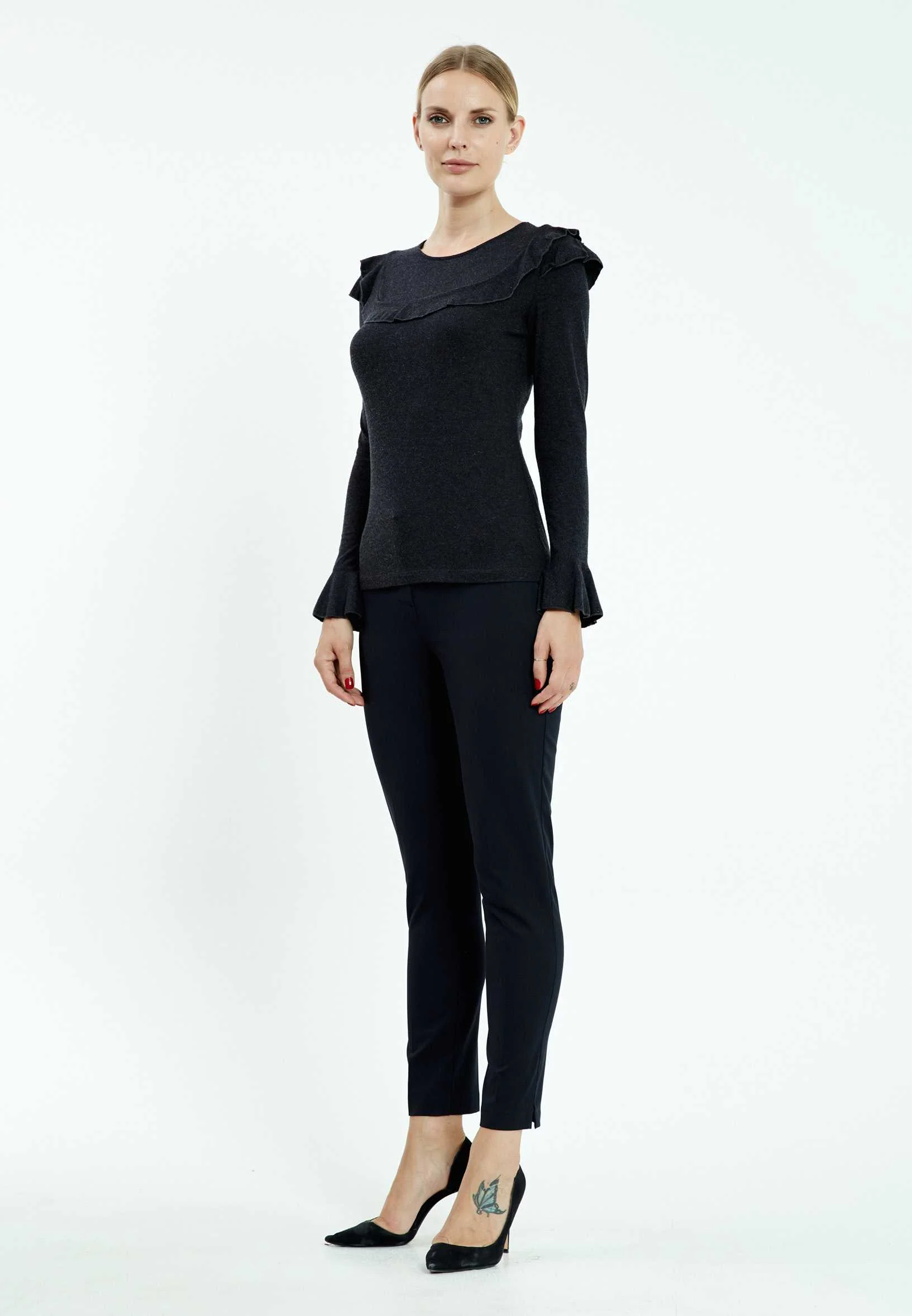 Long Sleeve Solid Color Regular Blouse mis29605 - Image 3