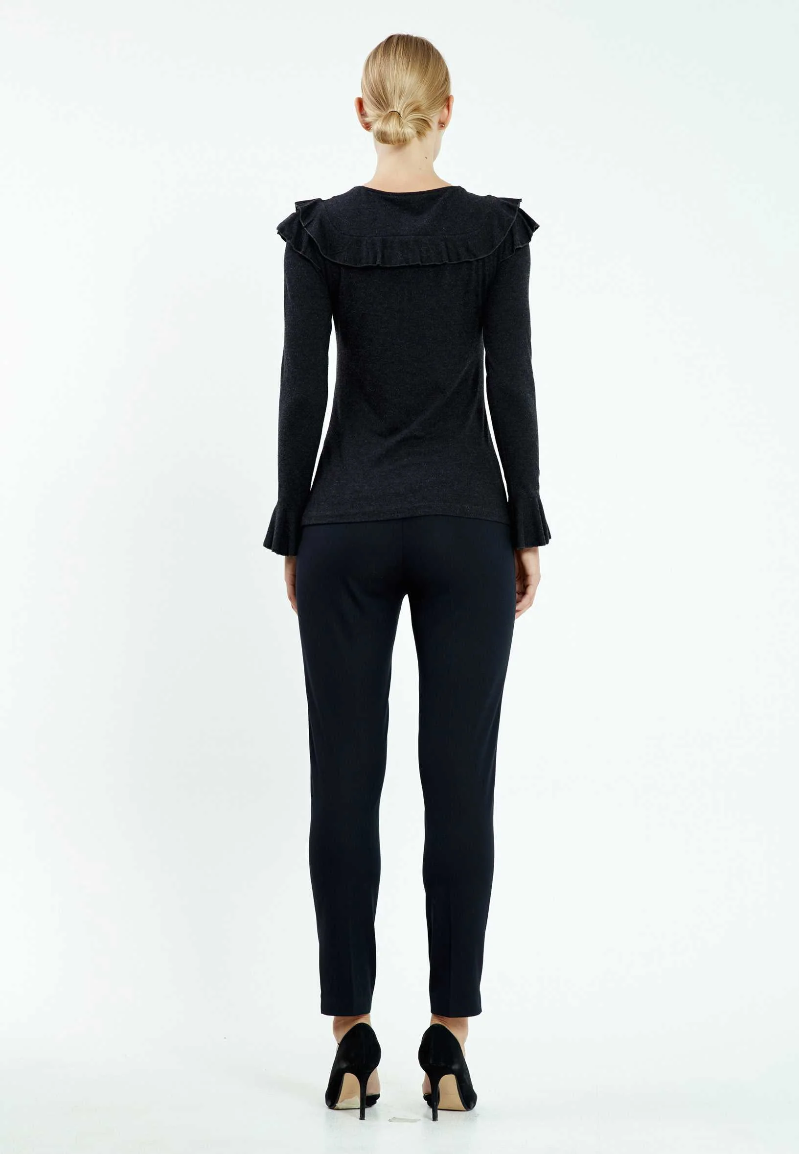 Long Sleeve Solid Color Regular Blouse mis29605 - Image 4
