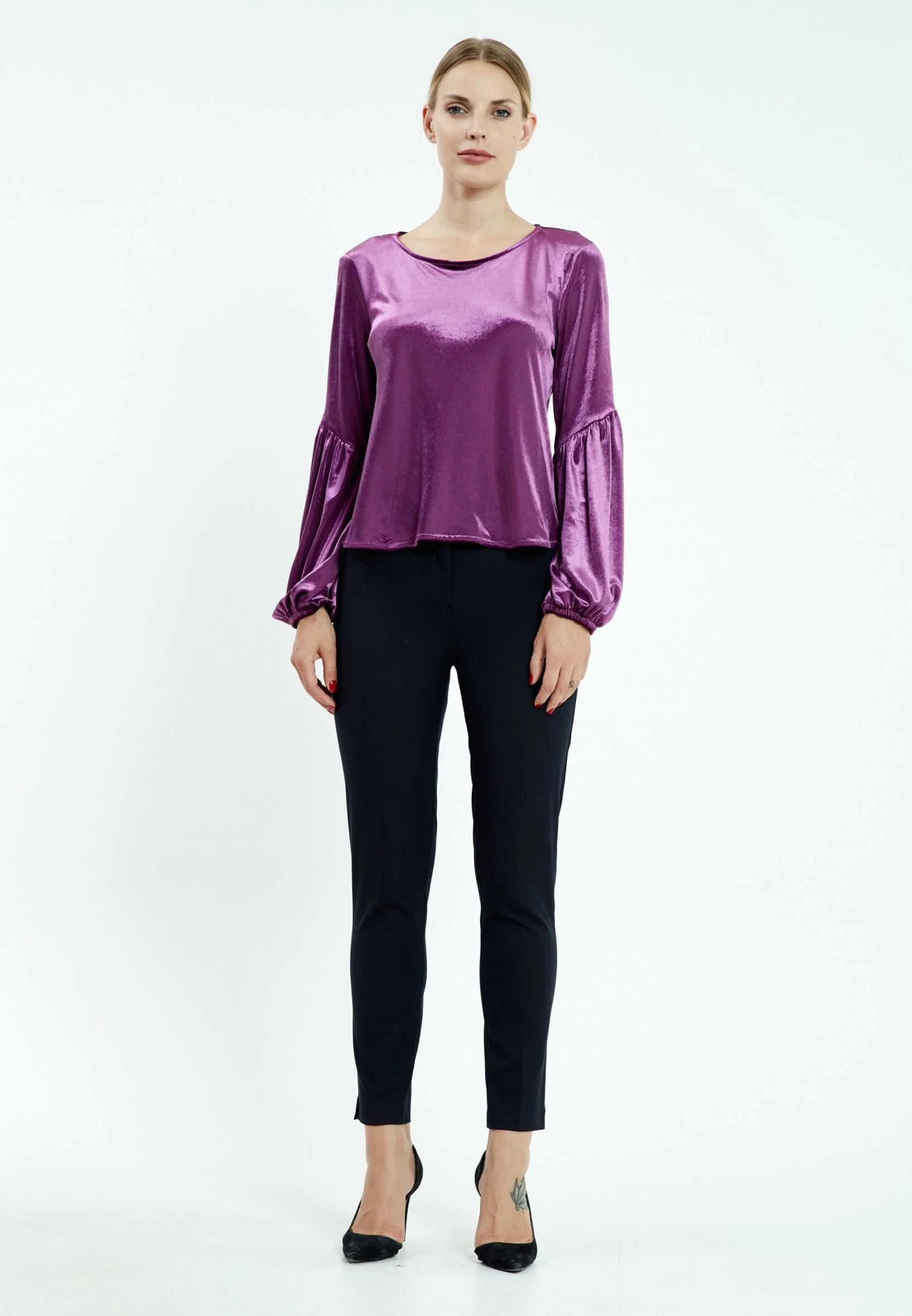 Long Sleeve Solid Color Regular Blouse mis29606 - Image 10