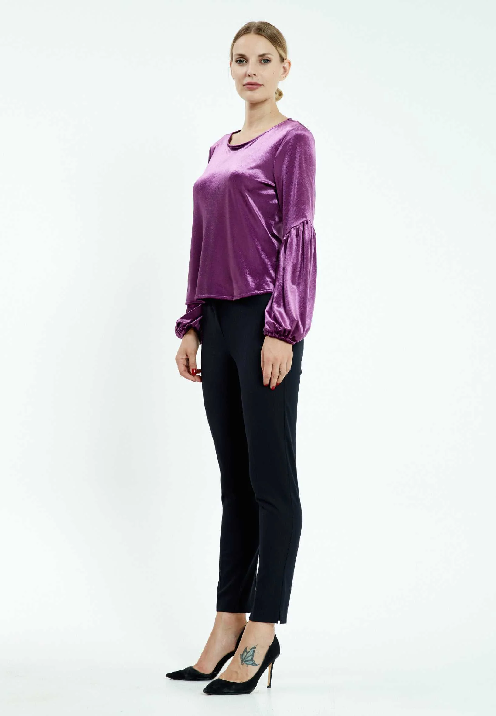Long Sleeve Solid Color Regular Blouse mis29606 - Image 11