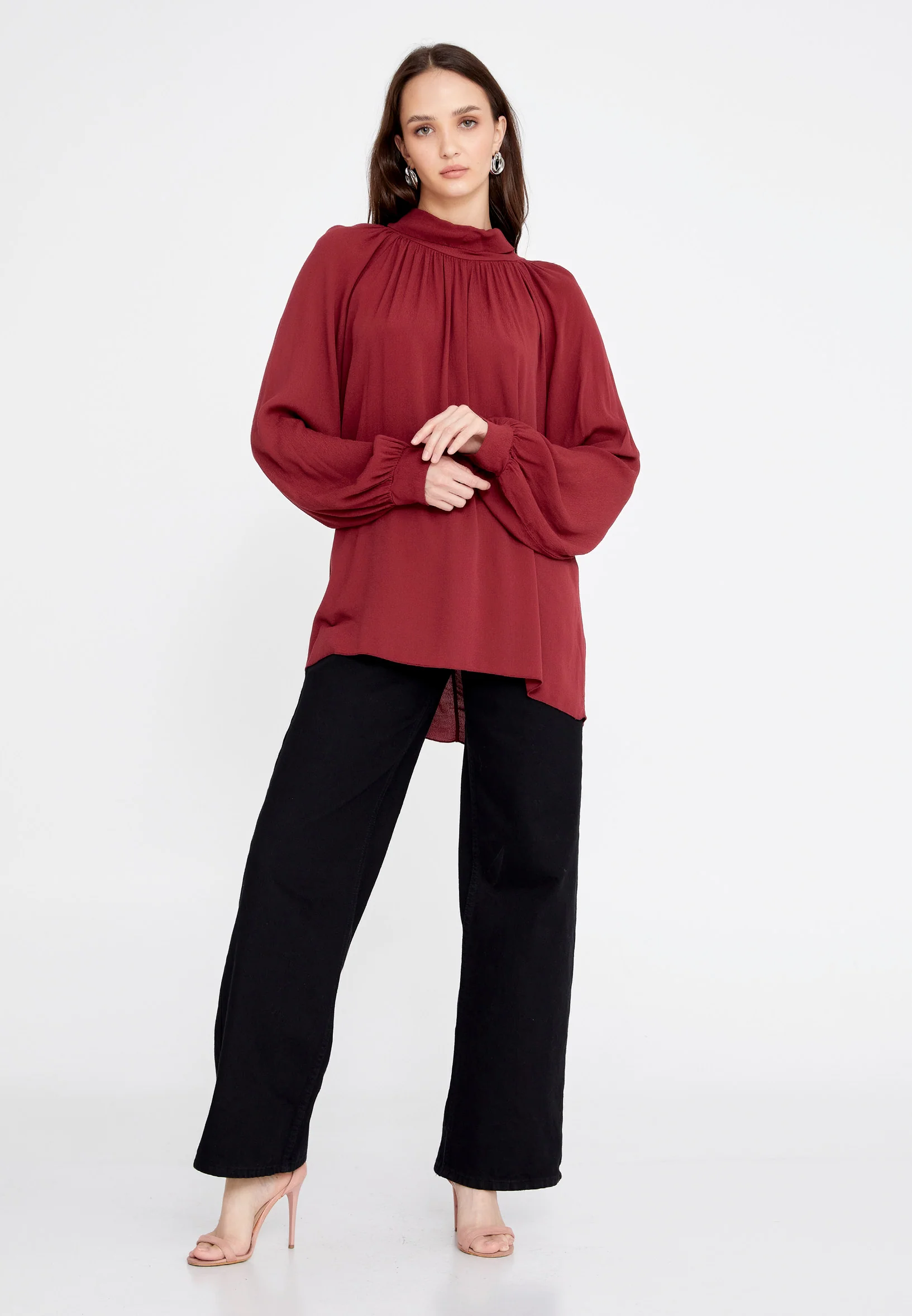 Long Sleeve Solid Color Regular Blouse rui195068 - Image 10