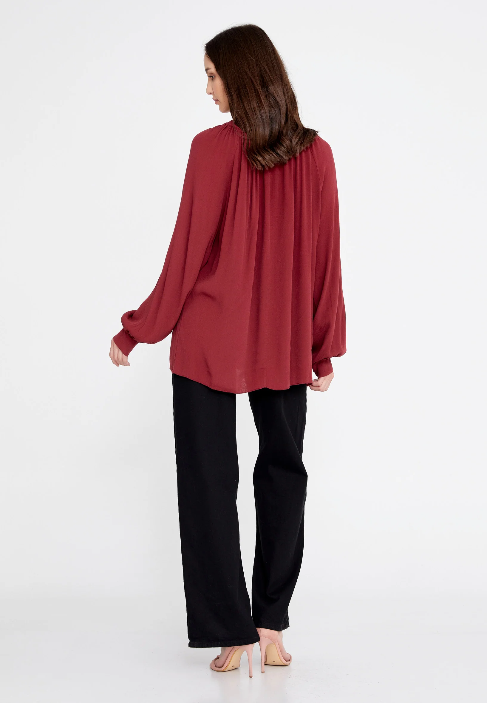 Long Sleeve Solid Color Regular Blouse rui195068 - Image 12