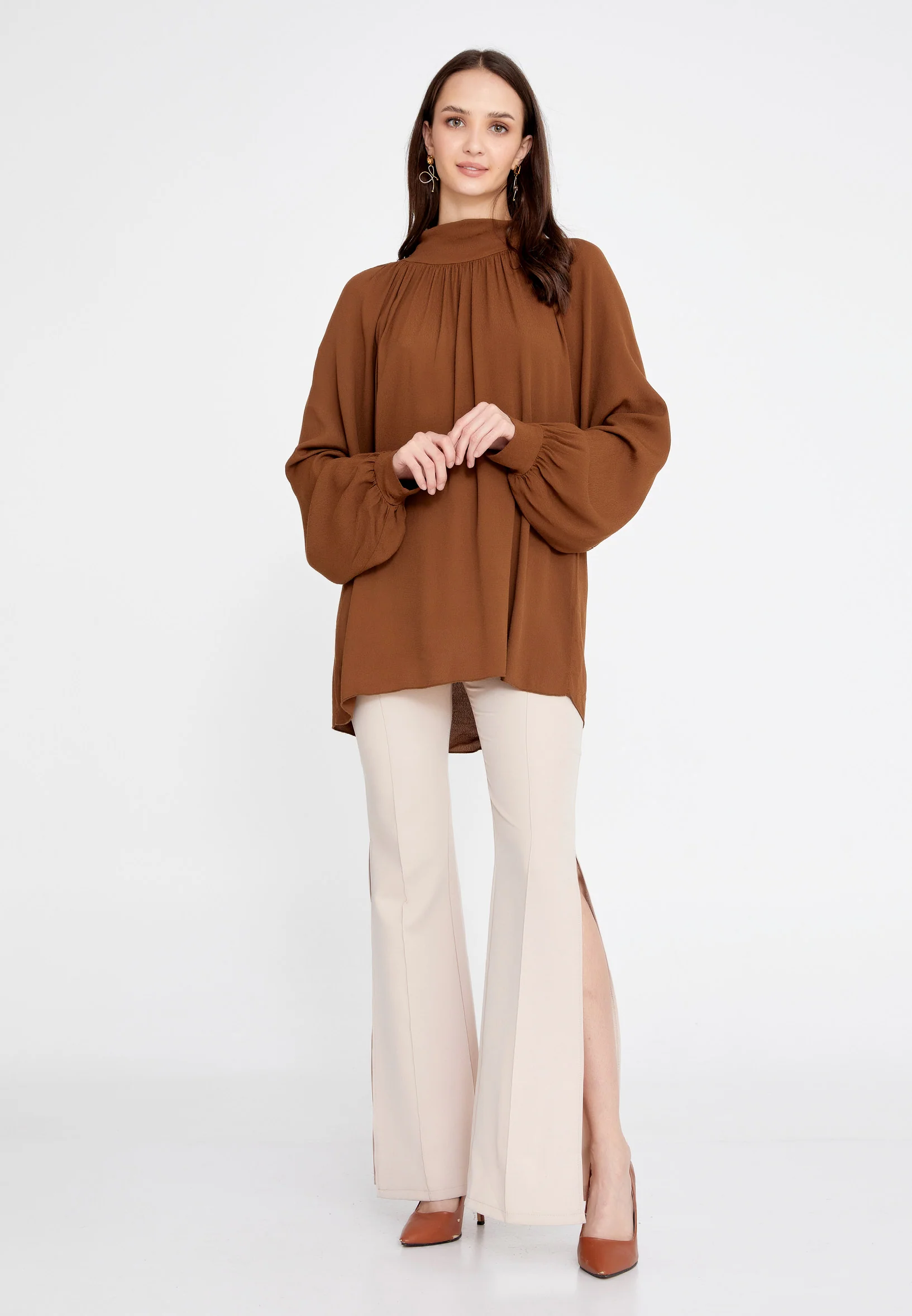 Long Sleeve Solid Color Regular Blouse rui195068 - Image 14
