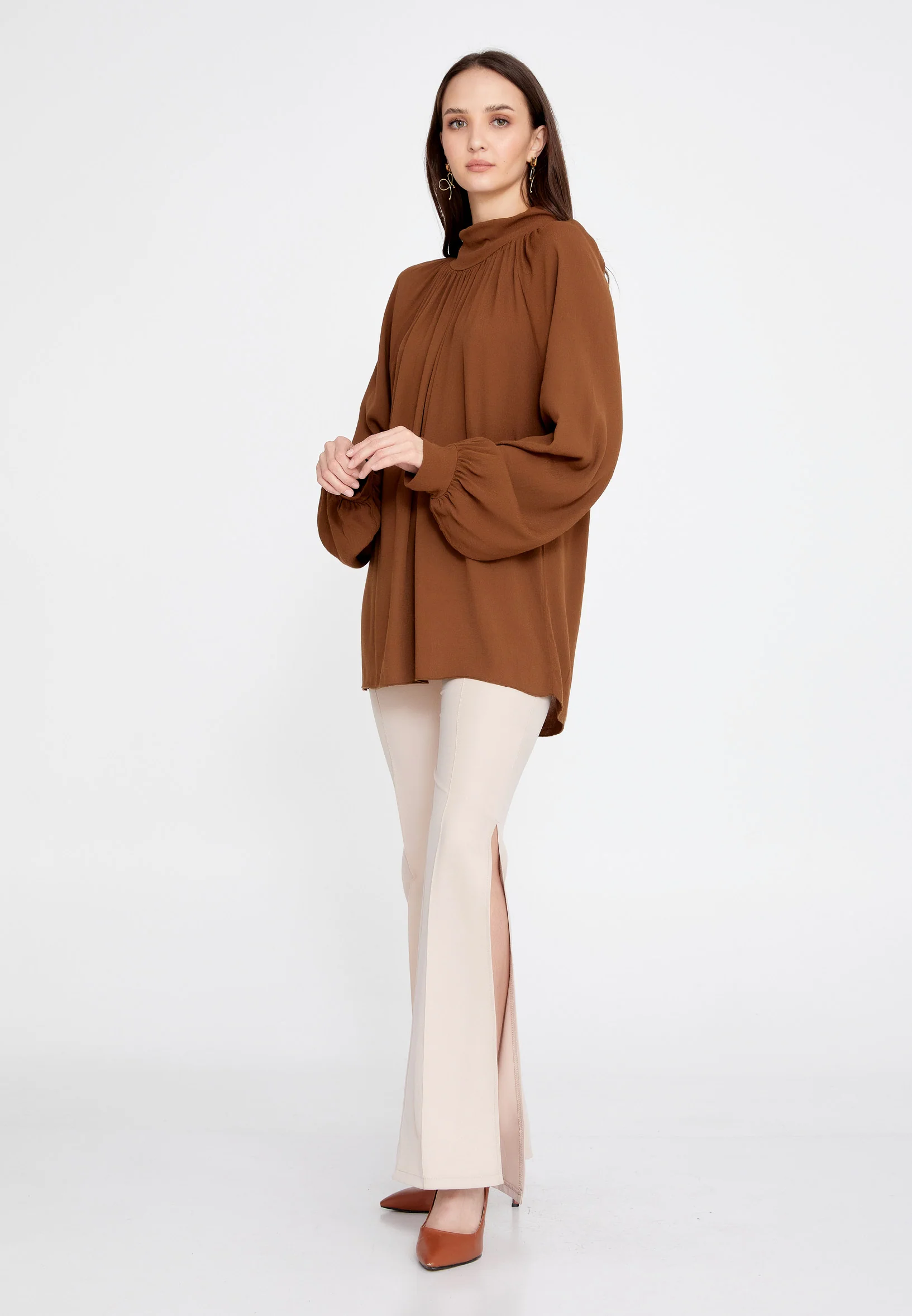 Long Sleeve Solid Color Regular Blouse rui195068 - Image 16