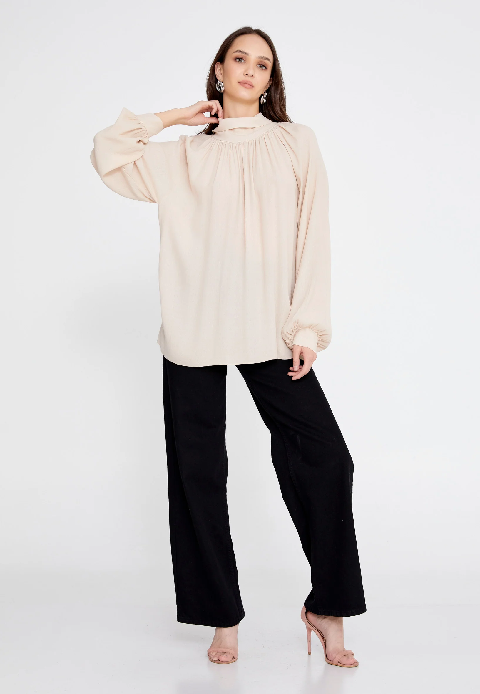 Long Sleeve Solid Color Regular Blouse rui195068 - Image 2