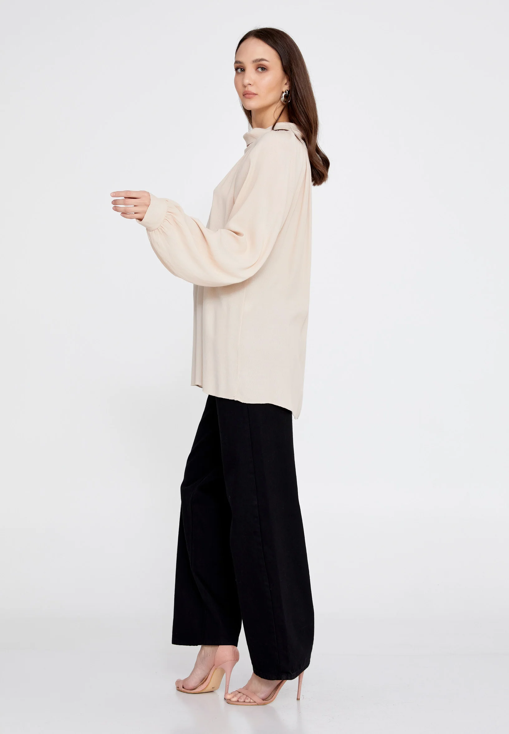 Long Sleeve Solid Color Regular Blouse rui195068 - Image 3