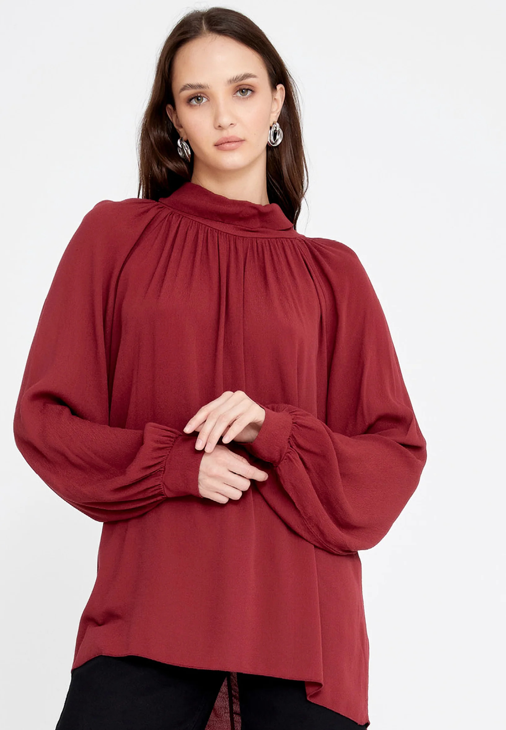 Long Sleeve Solid Color Regular Blouse rui195068 - Image 9