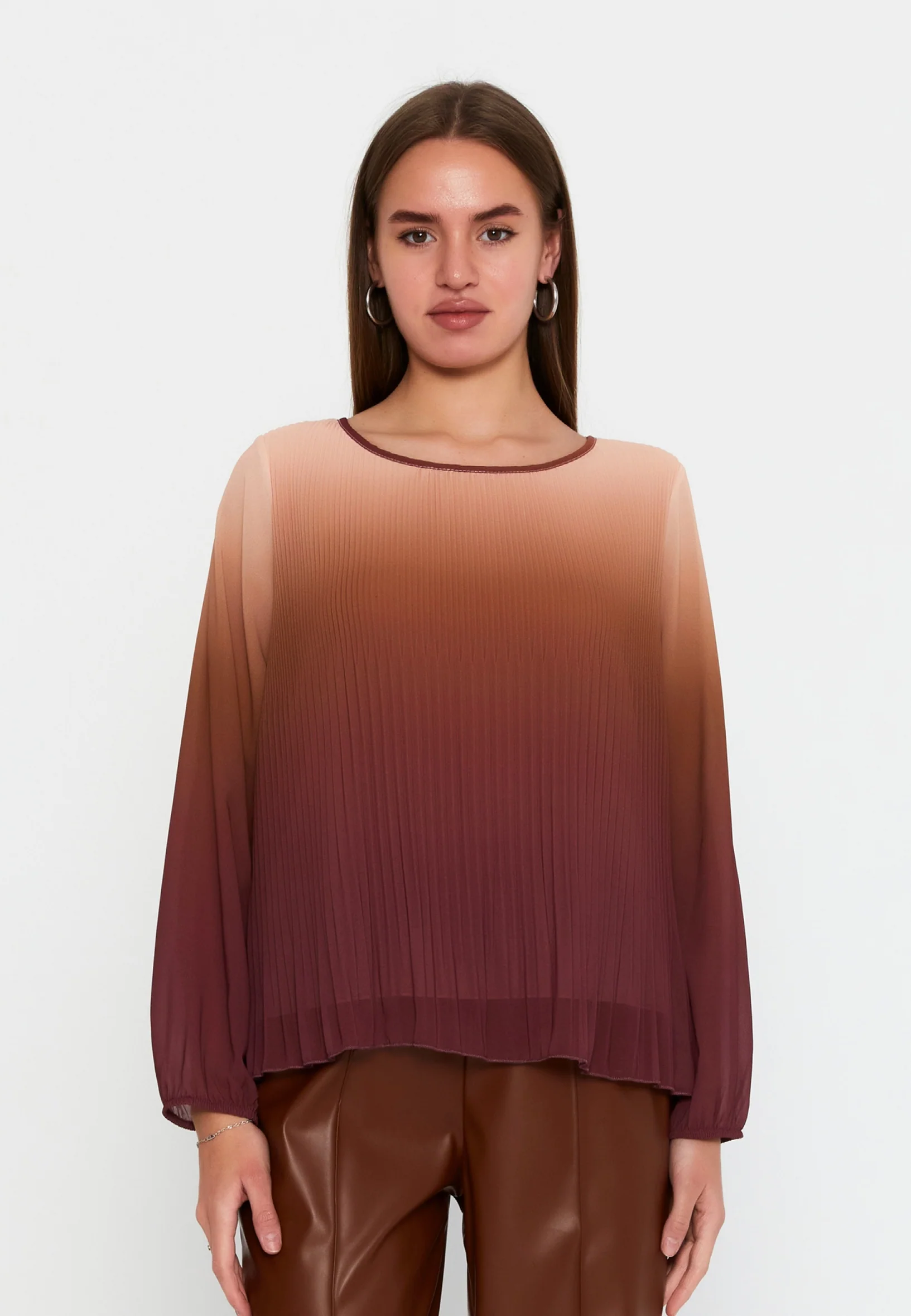 Long Sleeve Solid Color Regular Blouse sea6443