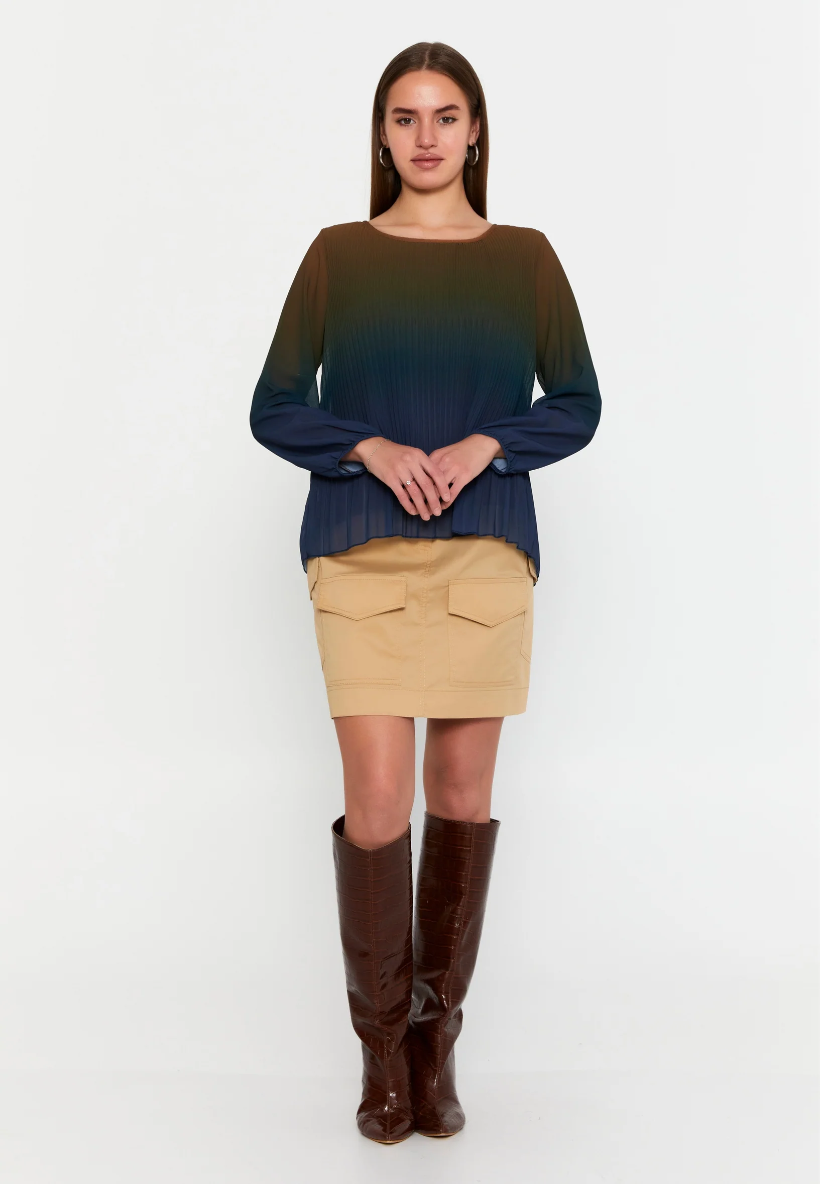 Long Sleeve Solid Color Regular Blouse sea6443 - Image 10