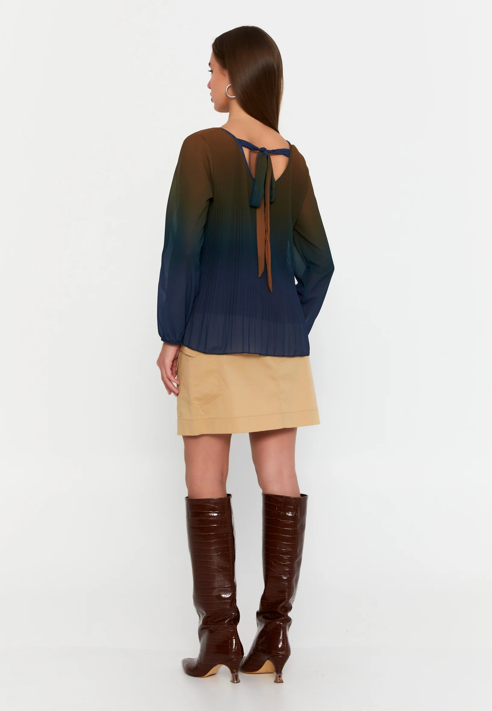 Long Sleeve Solid Color Regular Blouse sea6443 - Image 11