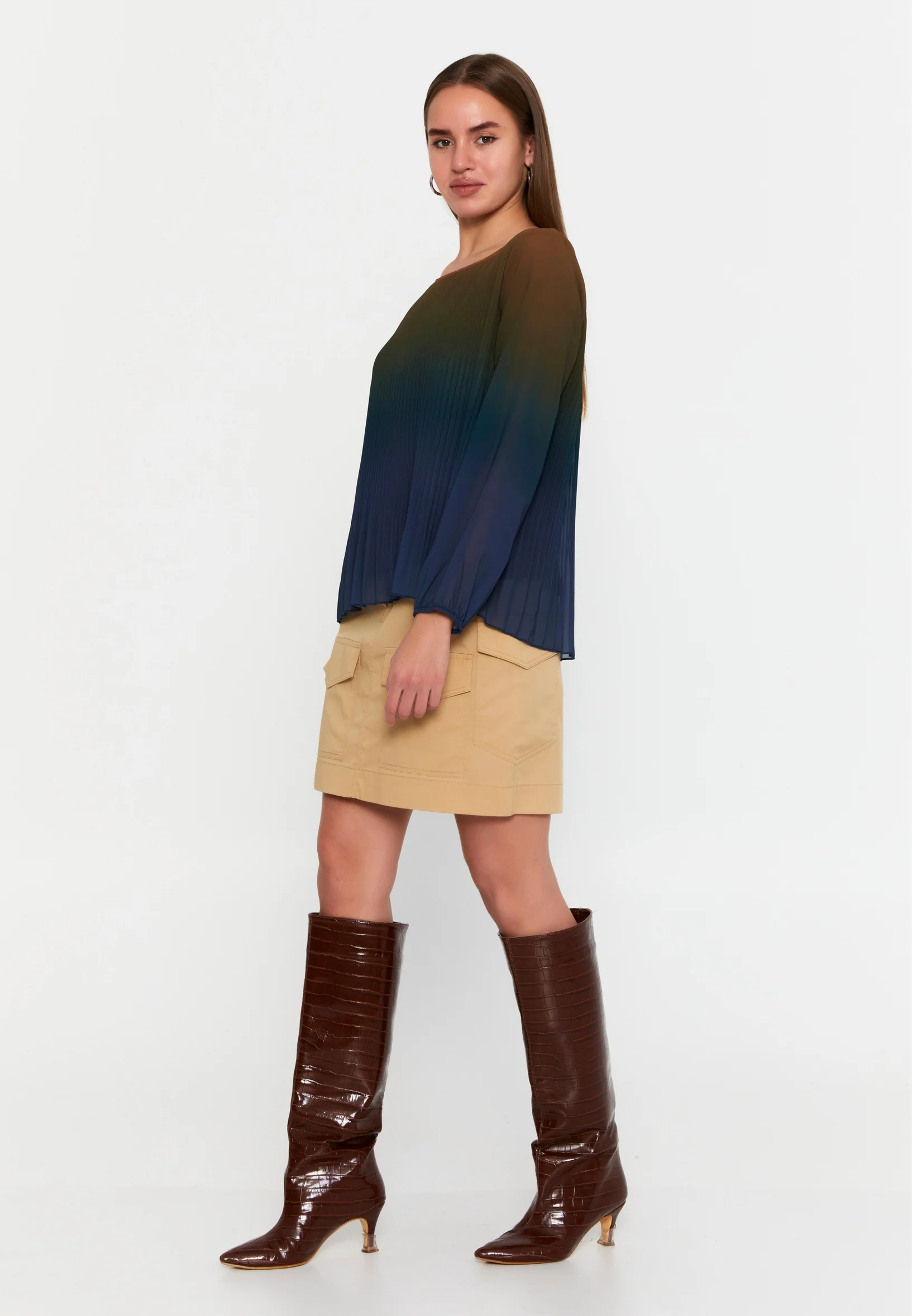 Long Sleeve Solid Color Regular Blouse sea6443 - Image 12