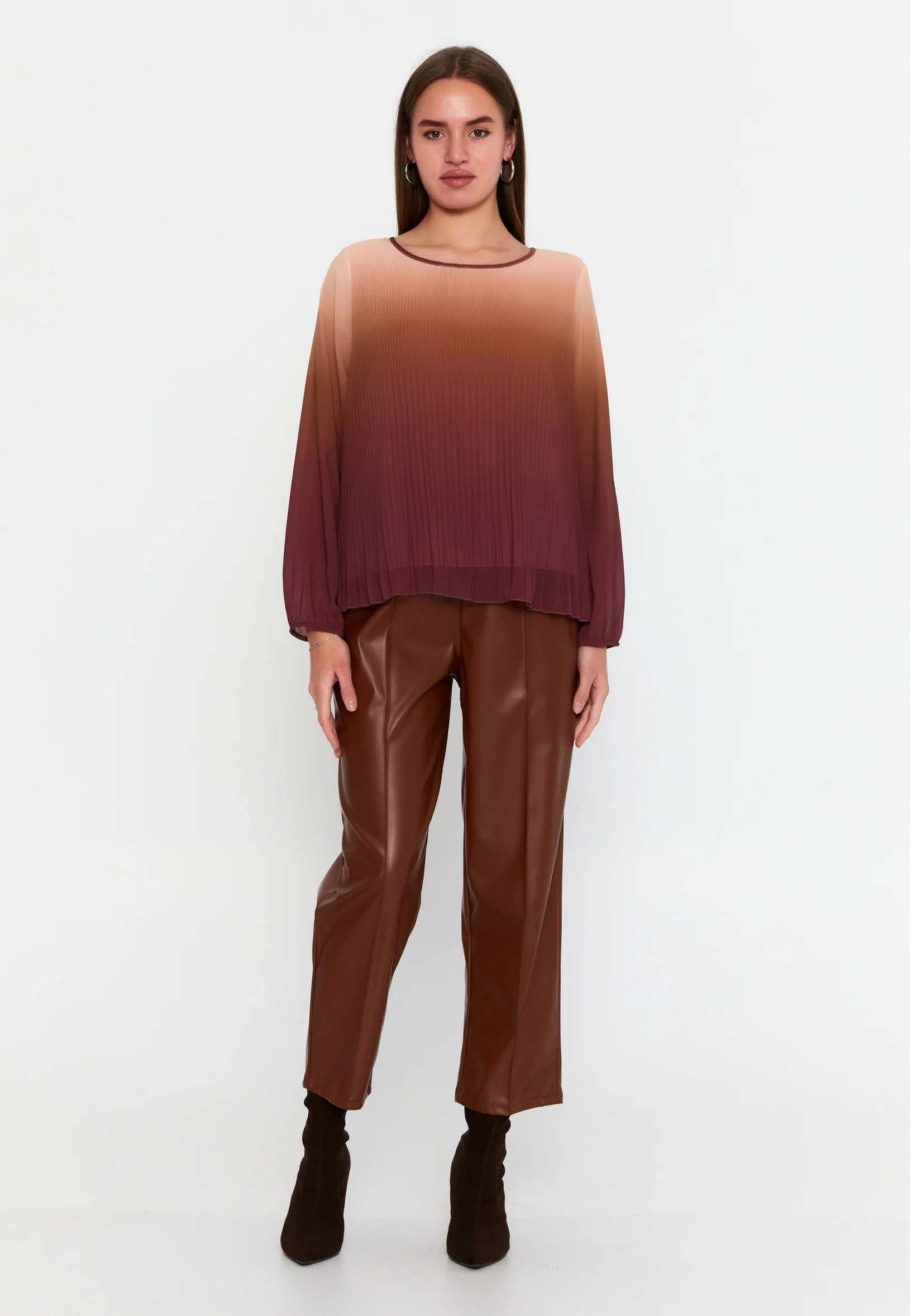 Long Sleeve Solid Color Regular Blouse sea6443 - Image 2