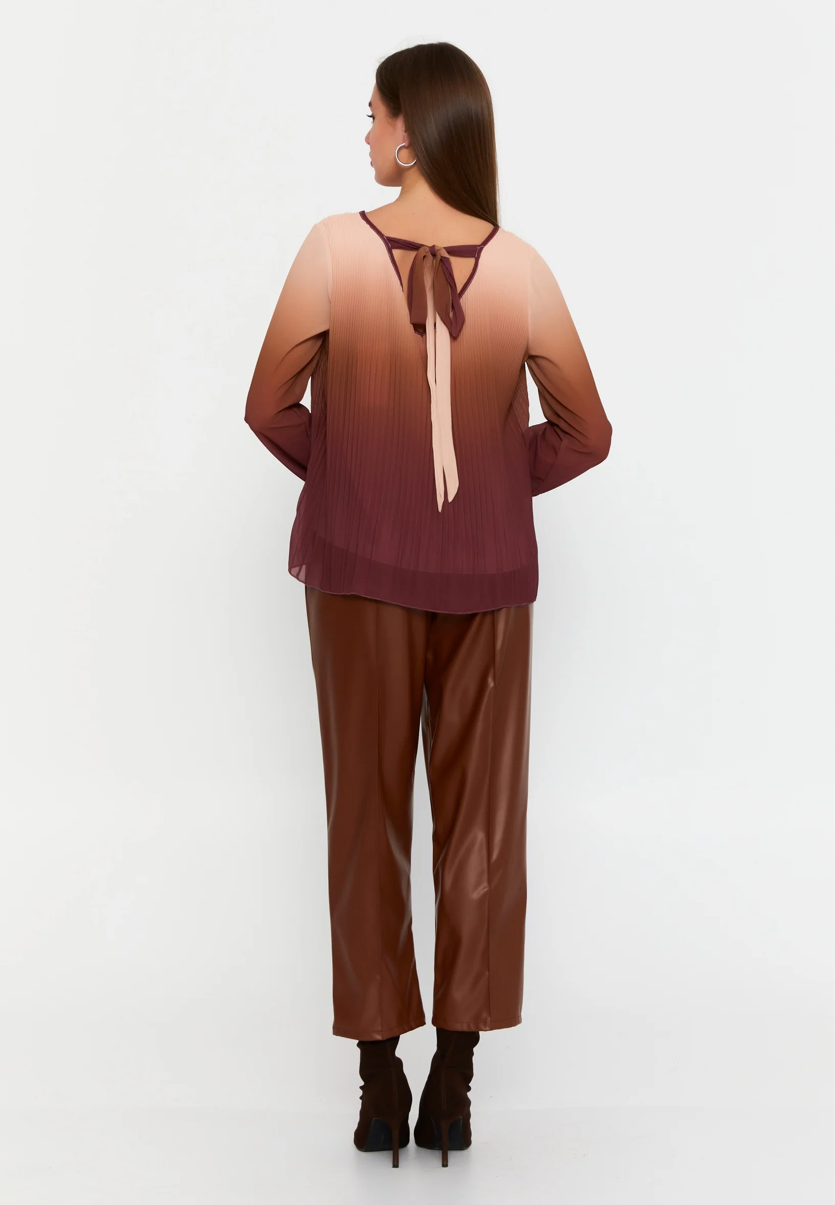 Long Sleeve Solid Color Regular Blouse sea6443 - Image 3