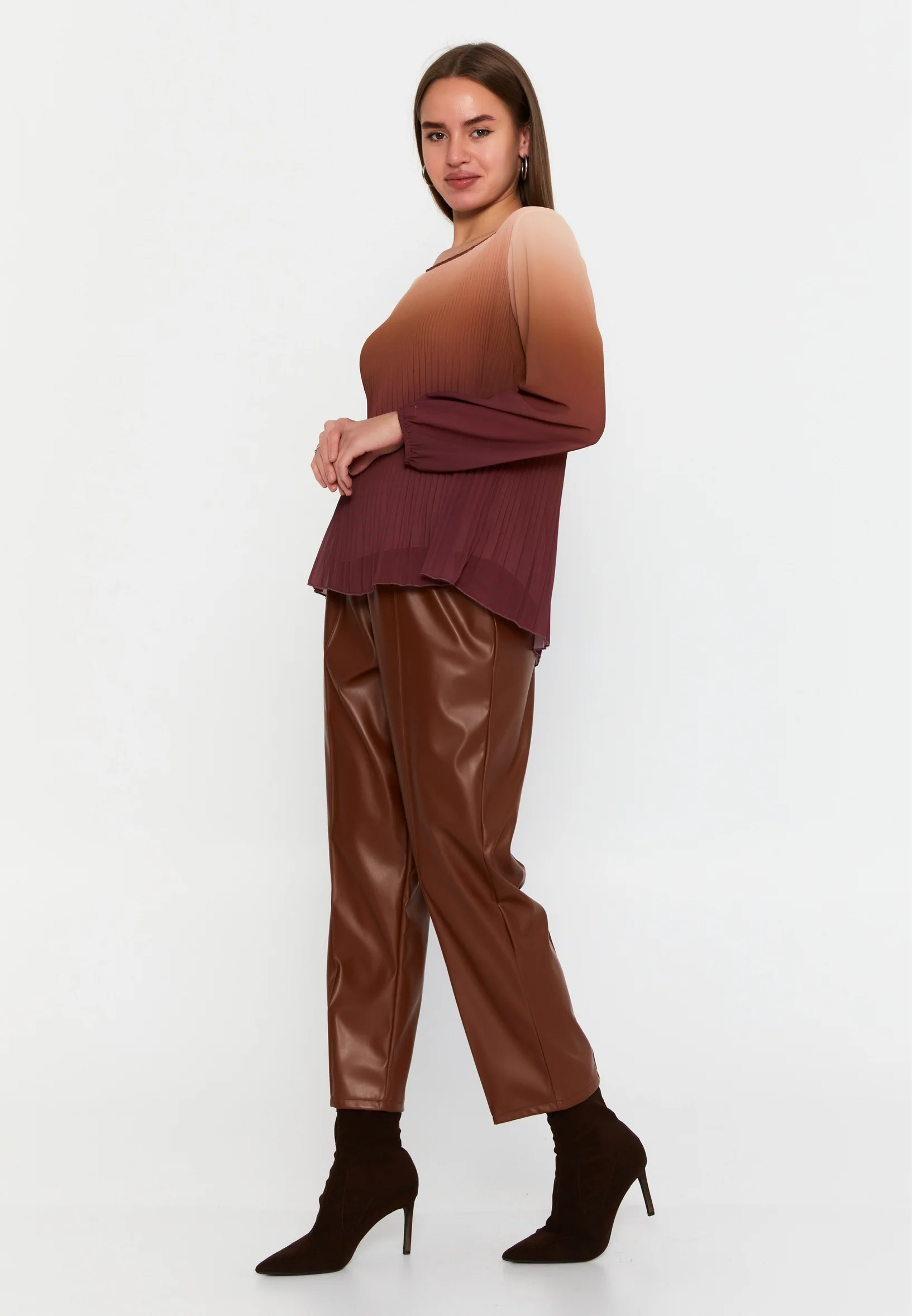 Long Sleeve Solid Color Regular Blouse sea6443 - Image 4