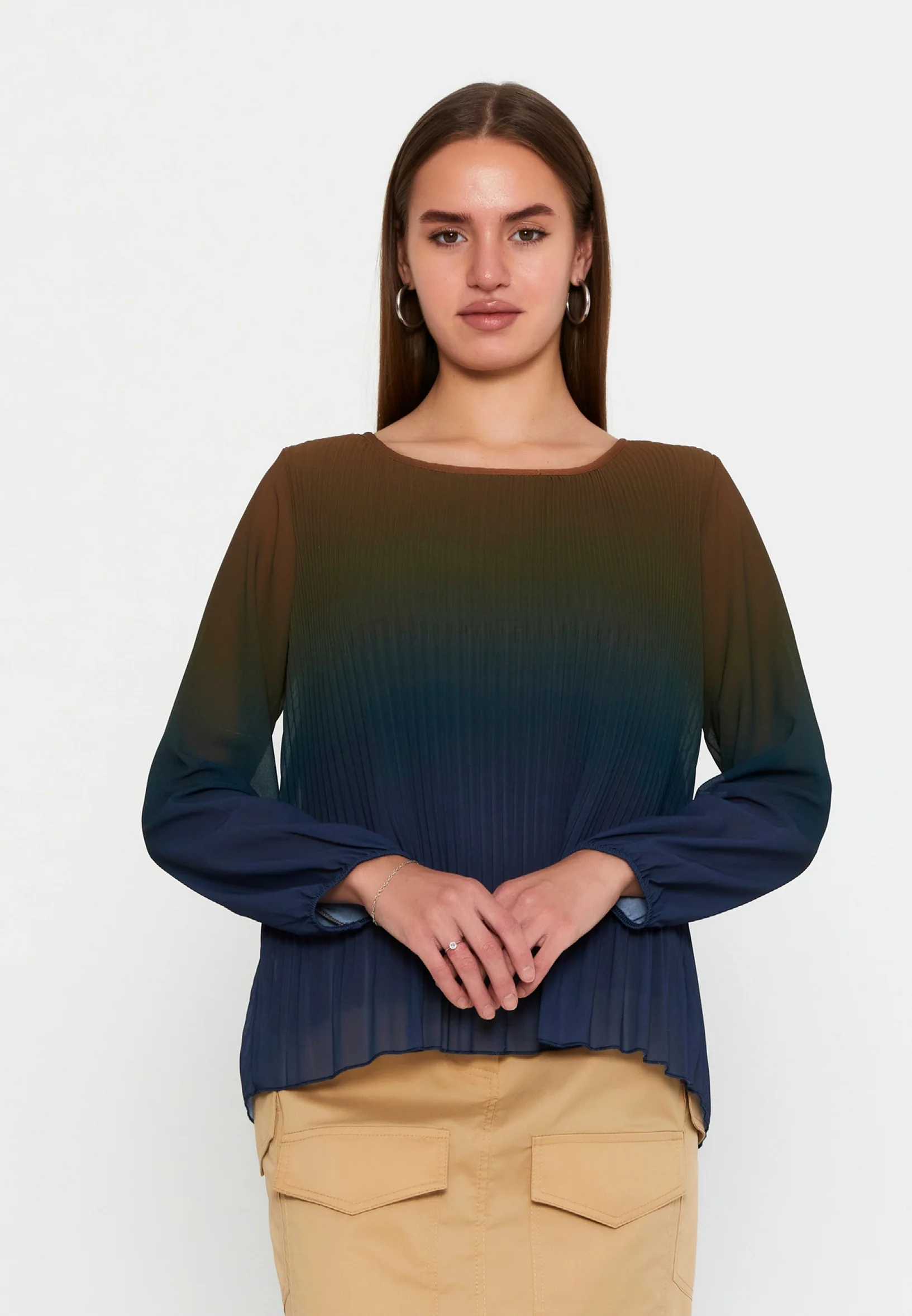 Long Sleeve Solid Color Regular Blouse sea6443 - Image 9