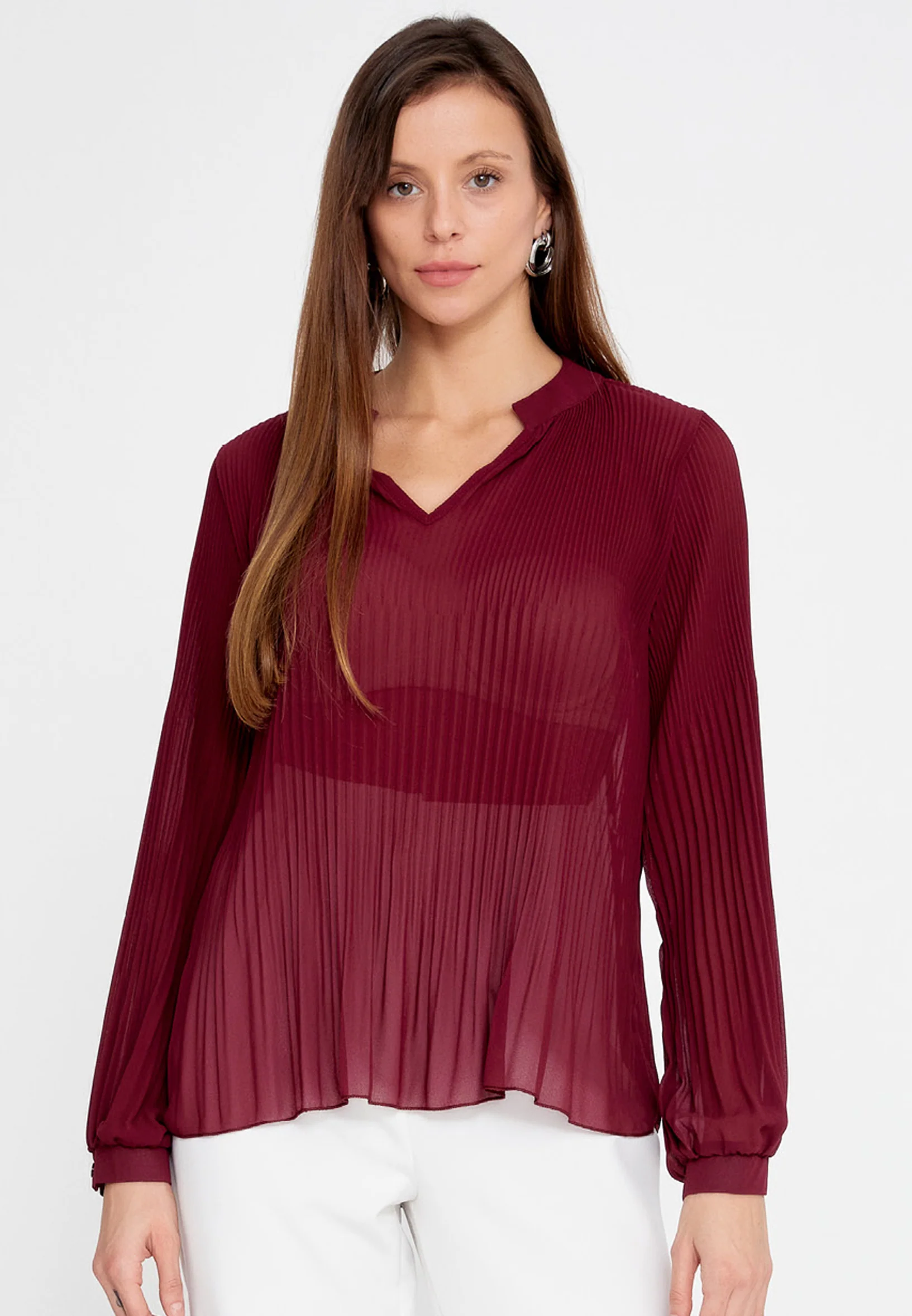 Long Sleeve Solid Color Regular Blouse sea6717 - Image 13