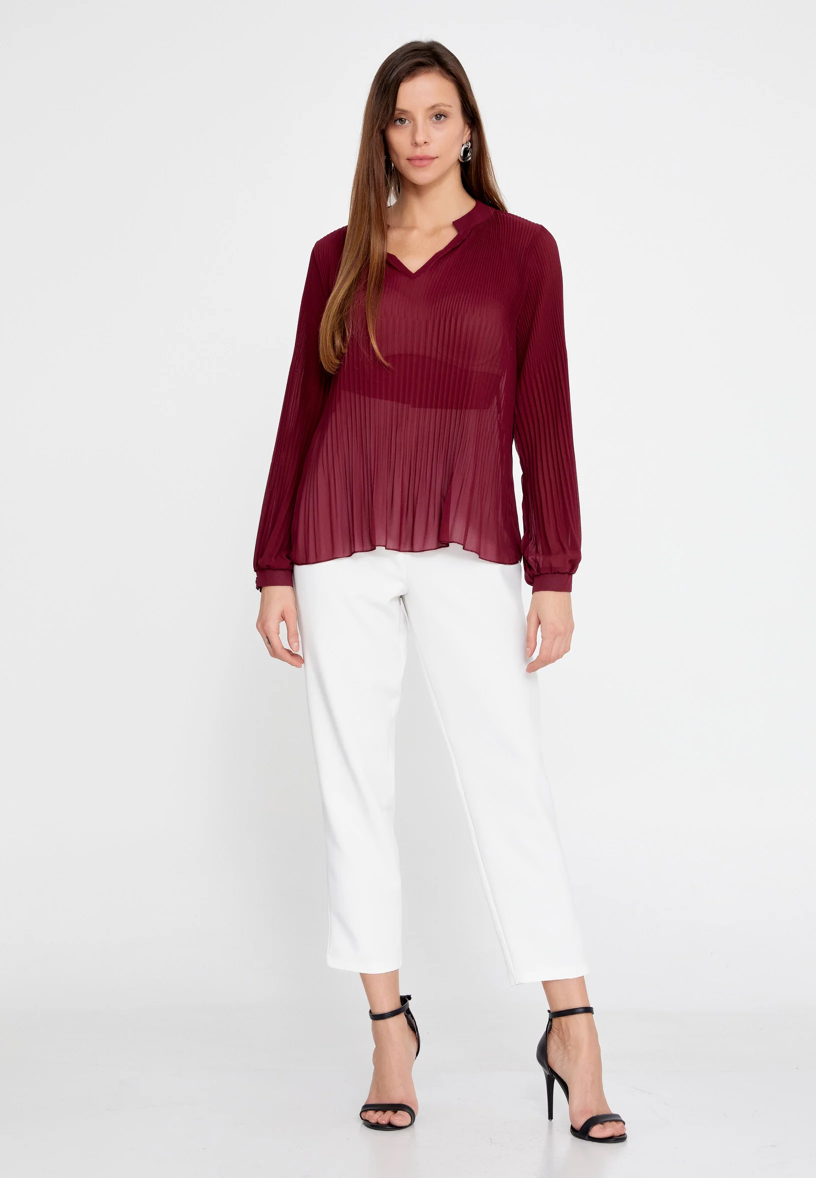 Long Sleeve Solid Color Regular Blouse sea6717 - Image 14