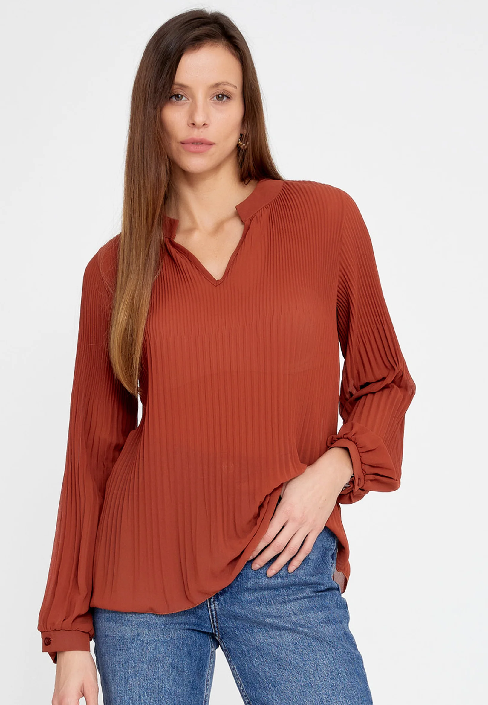 Long Sleeve Solid Color Regular Blouse sea6717 - Image 17