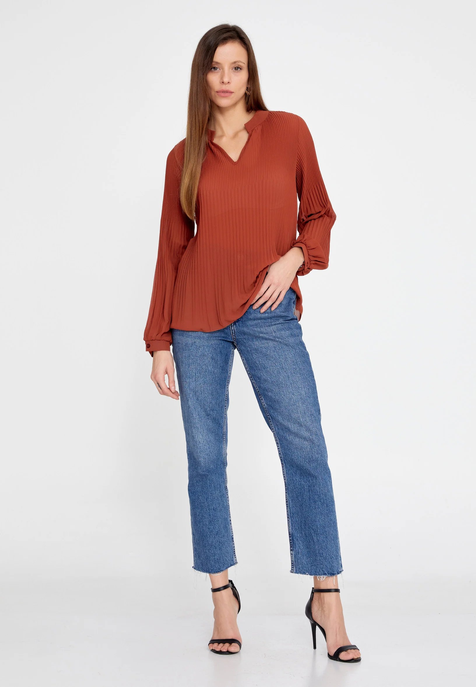 Long Sleeve Solid Color Regular Blouse sea6717 - Image 18