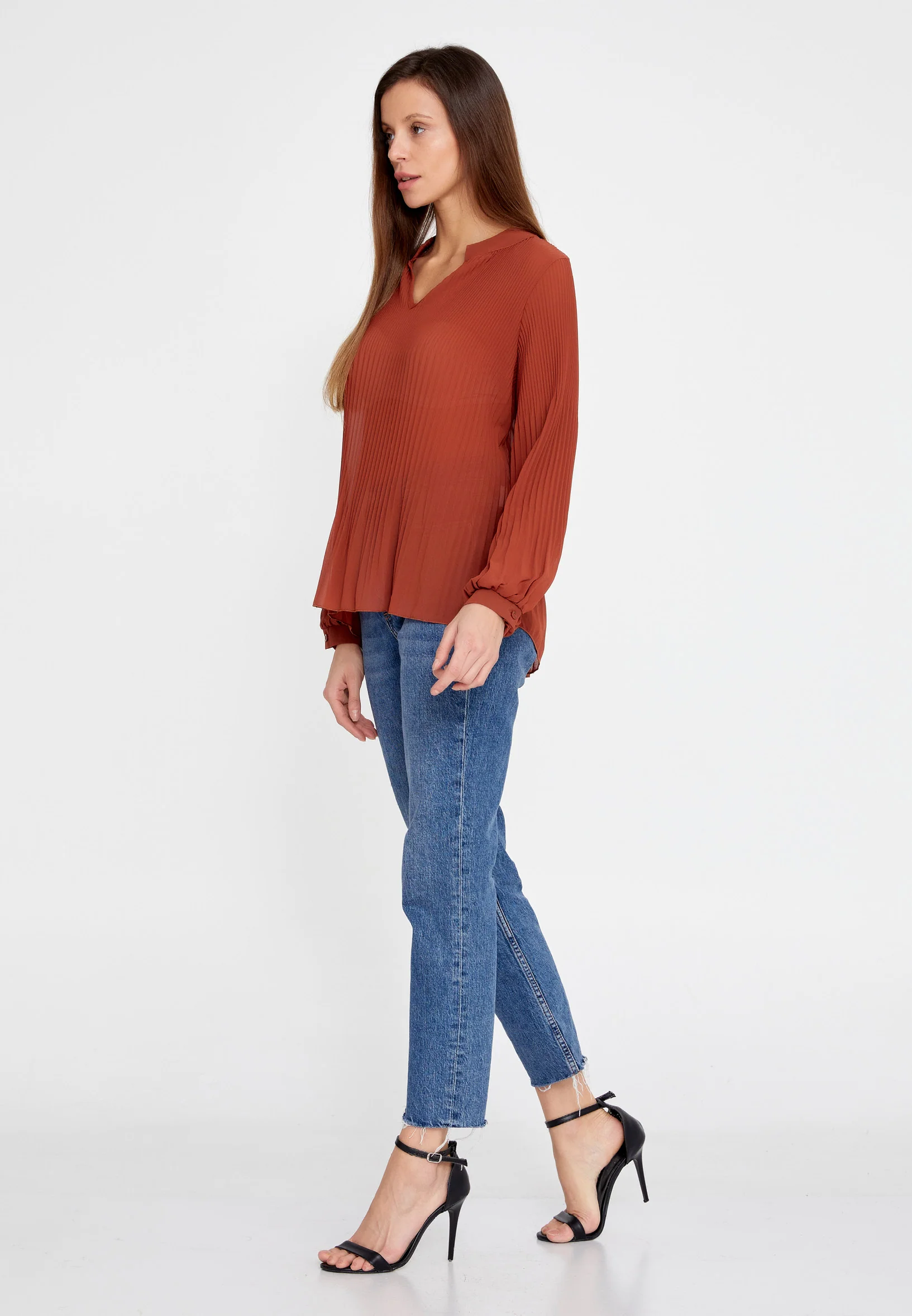 Long Sleeve Solid Color Regular Blouse sea6717 - Image 19