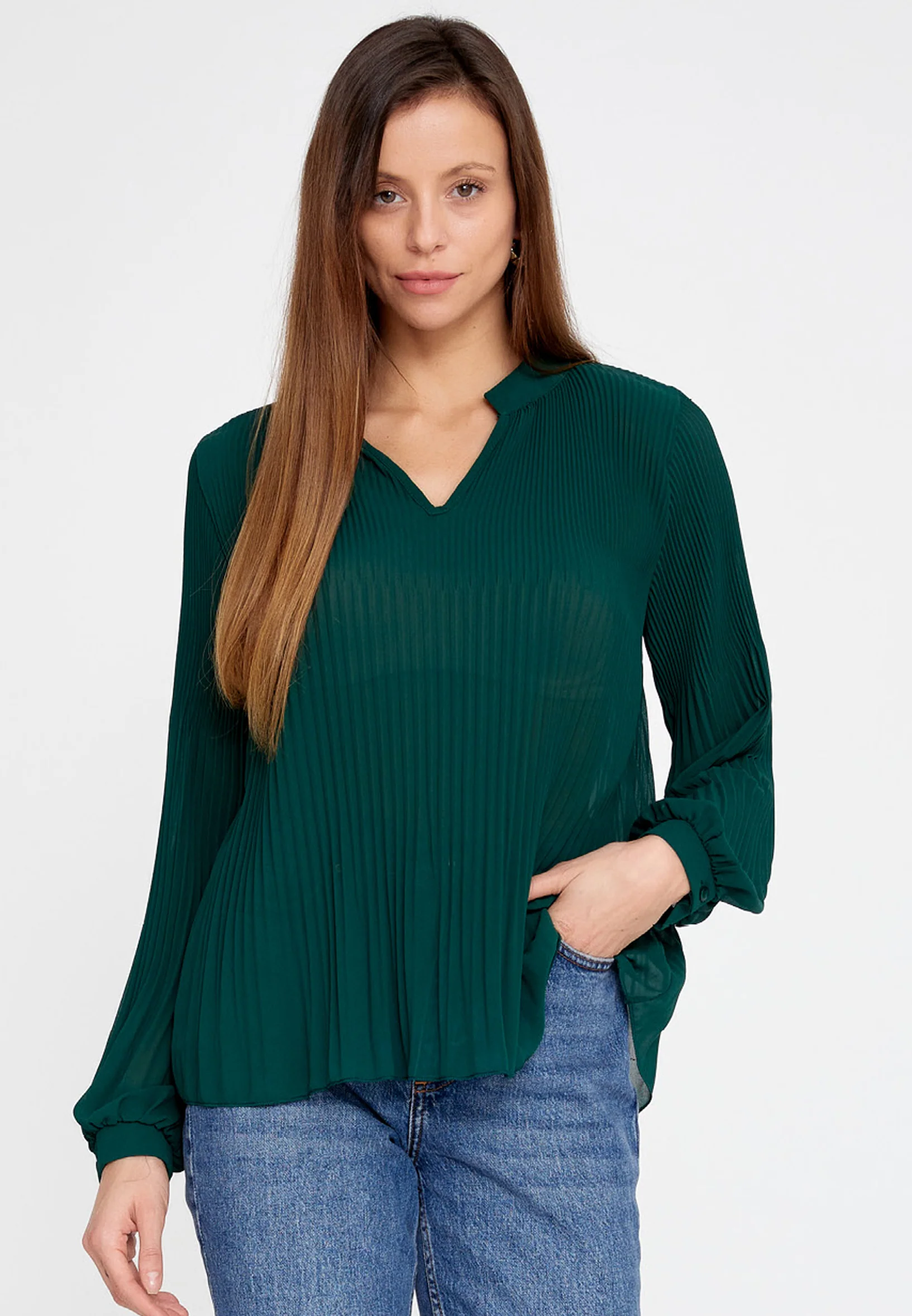 Long Sleeve Solid Color Regular Blouse sea6717 - Image 21