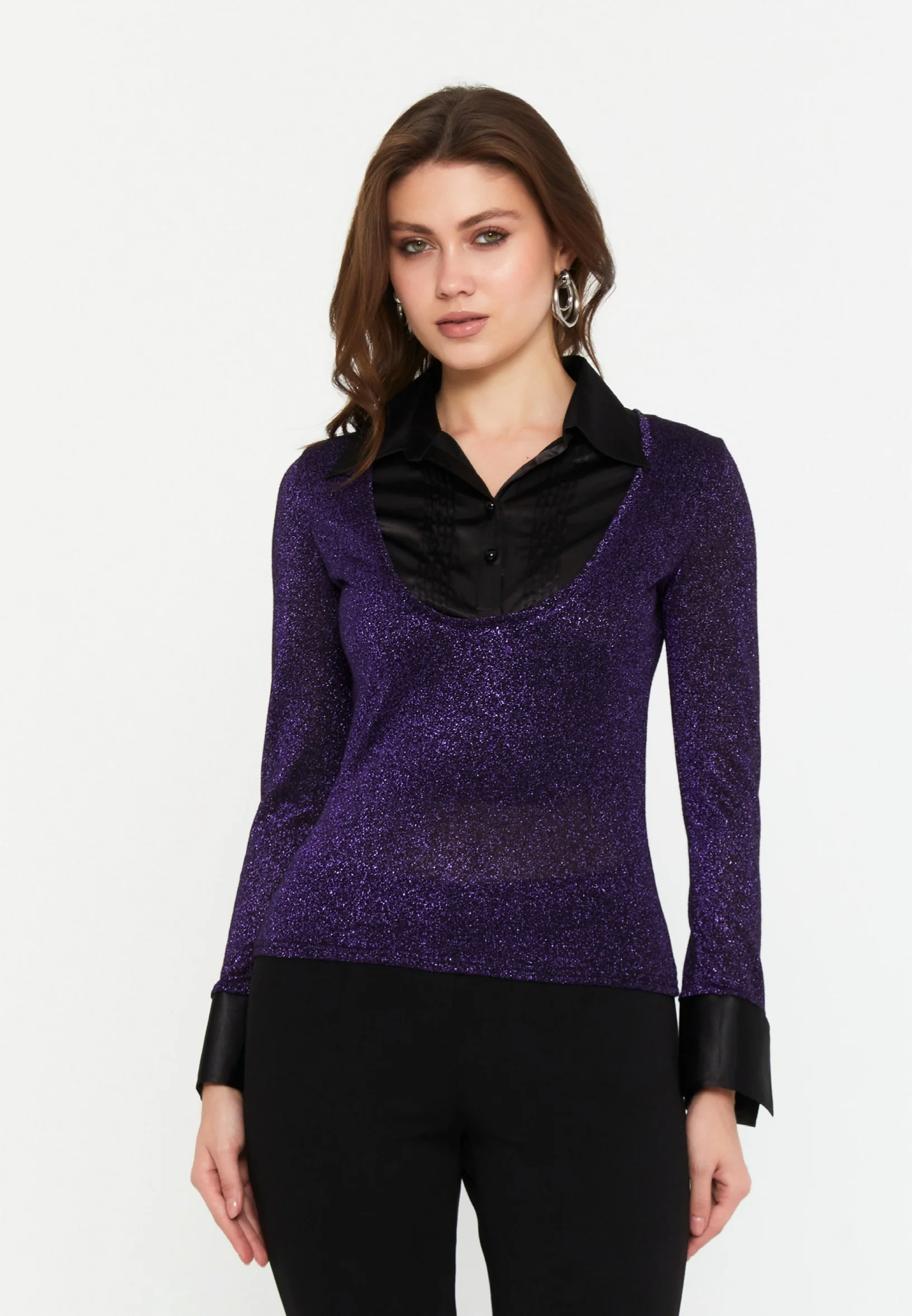 Long Sleeve Solid Color Regular Blouse ser10108 - Image 12
