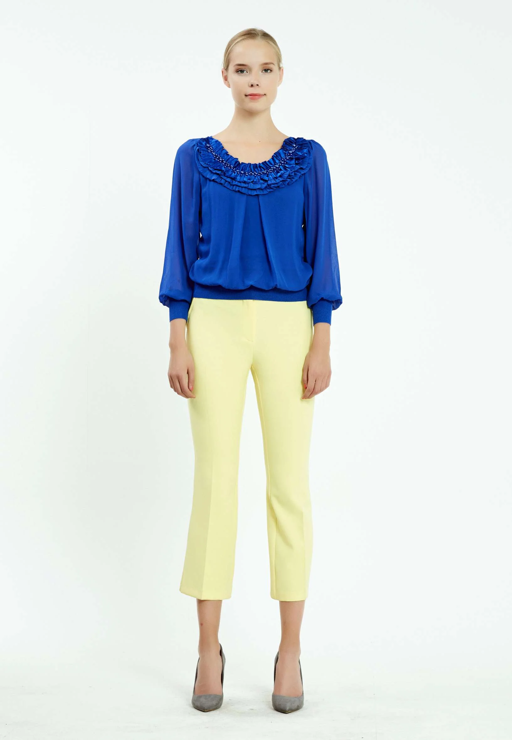 Long Sleeve Solid Color Regular Blouse ser16152 - Image 10