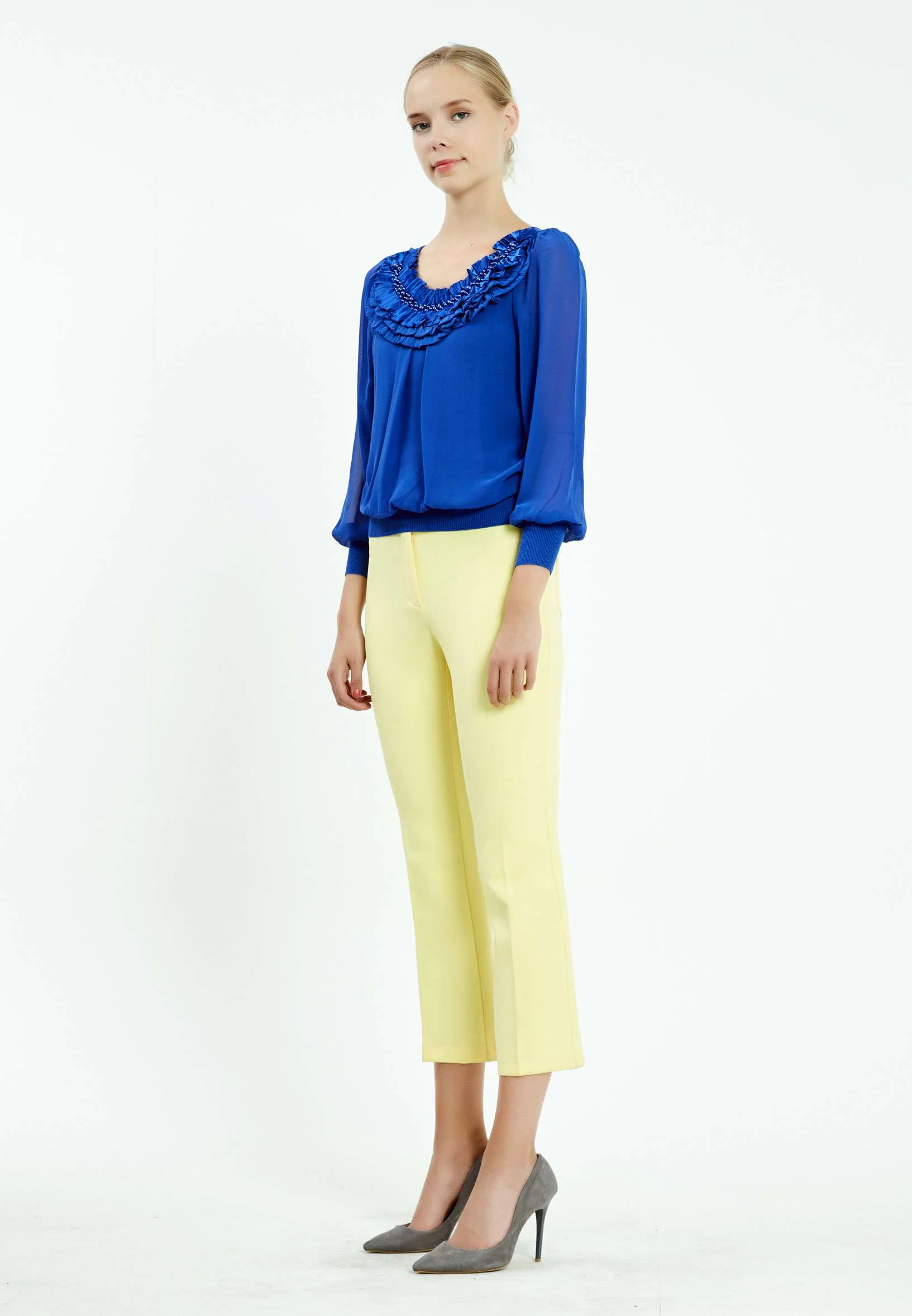 Long Sleeve Solid Color Regular Blouse ser16152 - Image 11