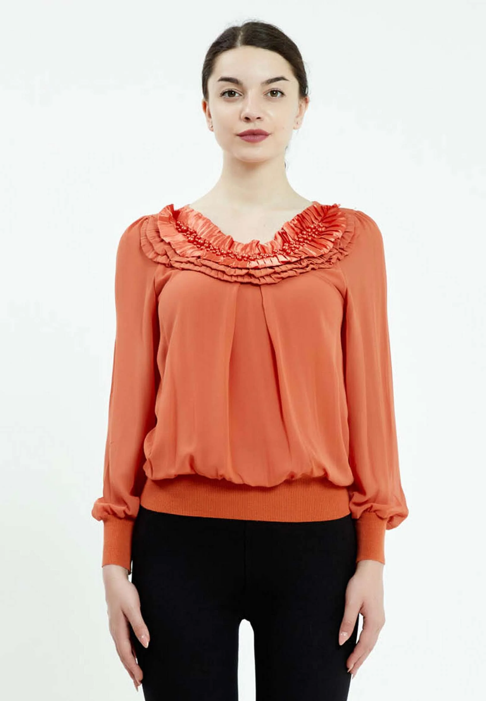 Long Sleeve Solid Color Regular Blouse ser16152 - Image 13