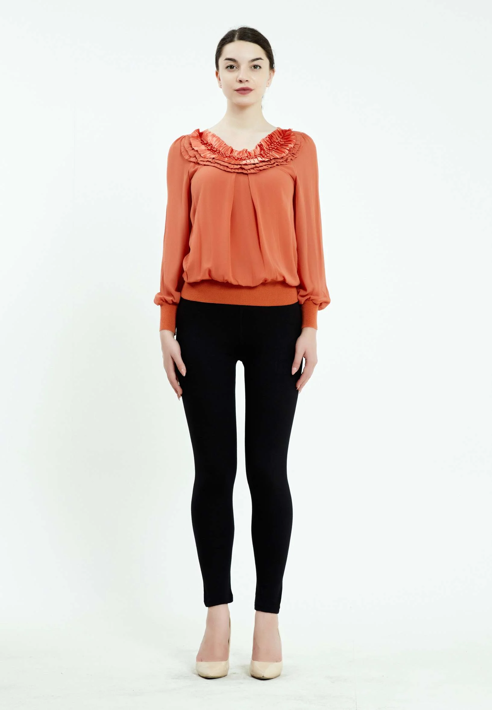 Long Sleeve Solid Color Regular Blouse ser16152 - Image 14
