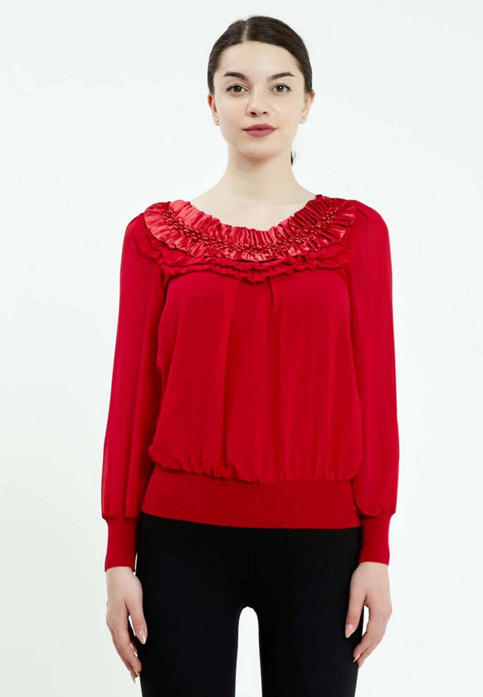 Long Sleeve Solid Color Regular Blouse ser16152 - Image 5