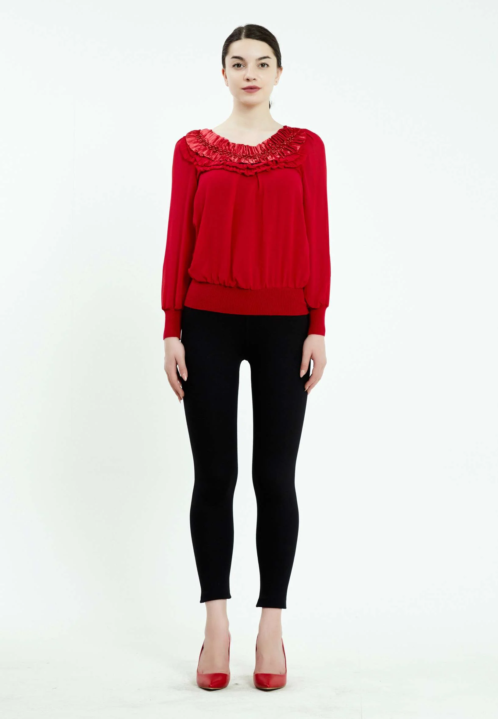 Long Sleeve Solid Color Regular Blouse ser16152 - Image 6