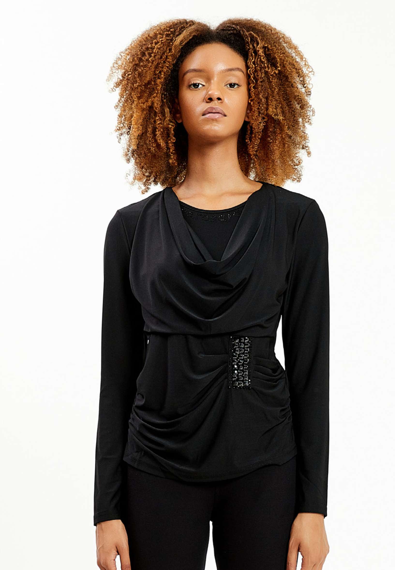 Long Sleeve Solid Color Regular Blouse ser16272