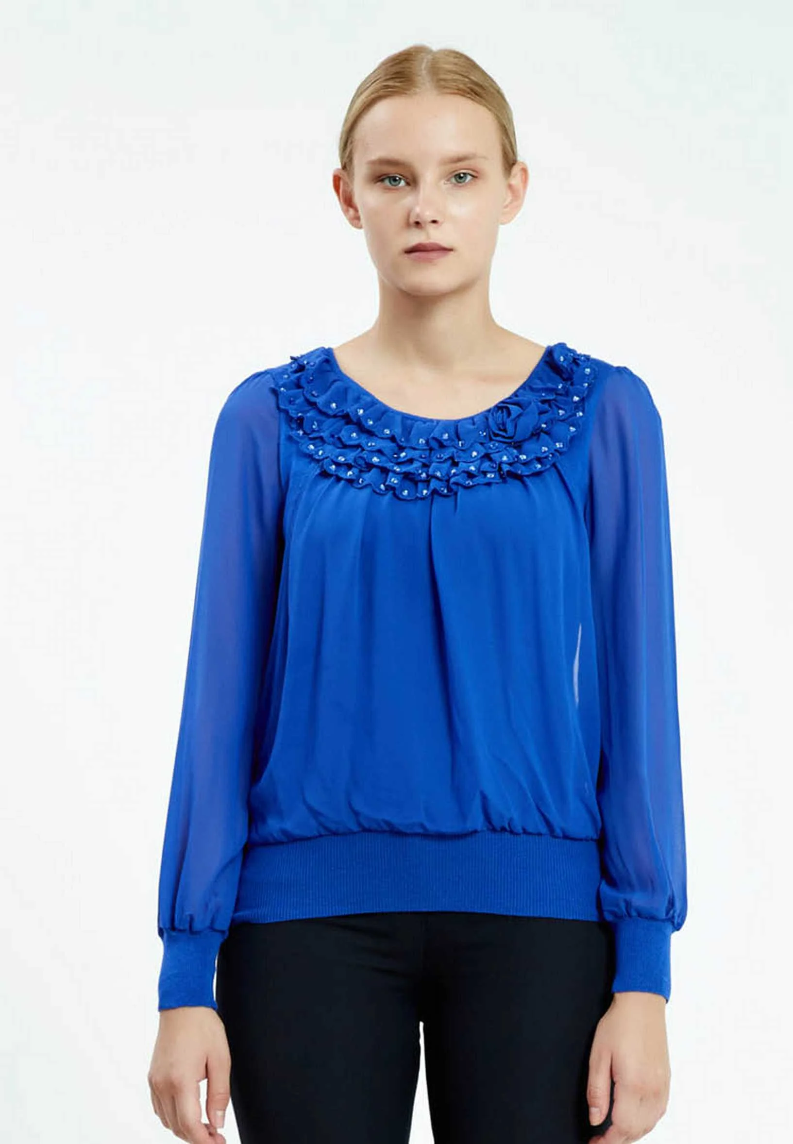 Long Sleeve Solid Color Regular Blouse ser16634 - Image 9