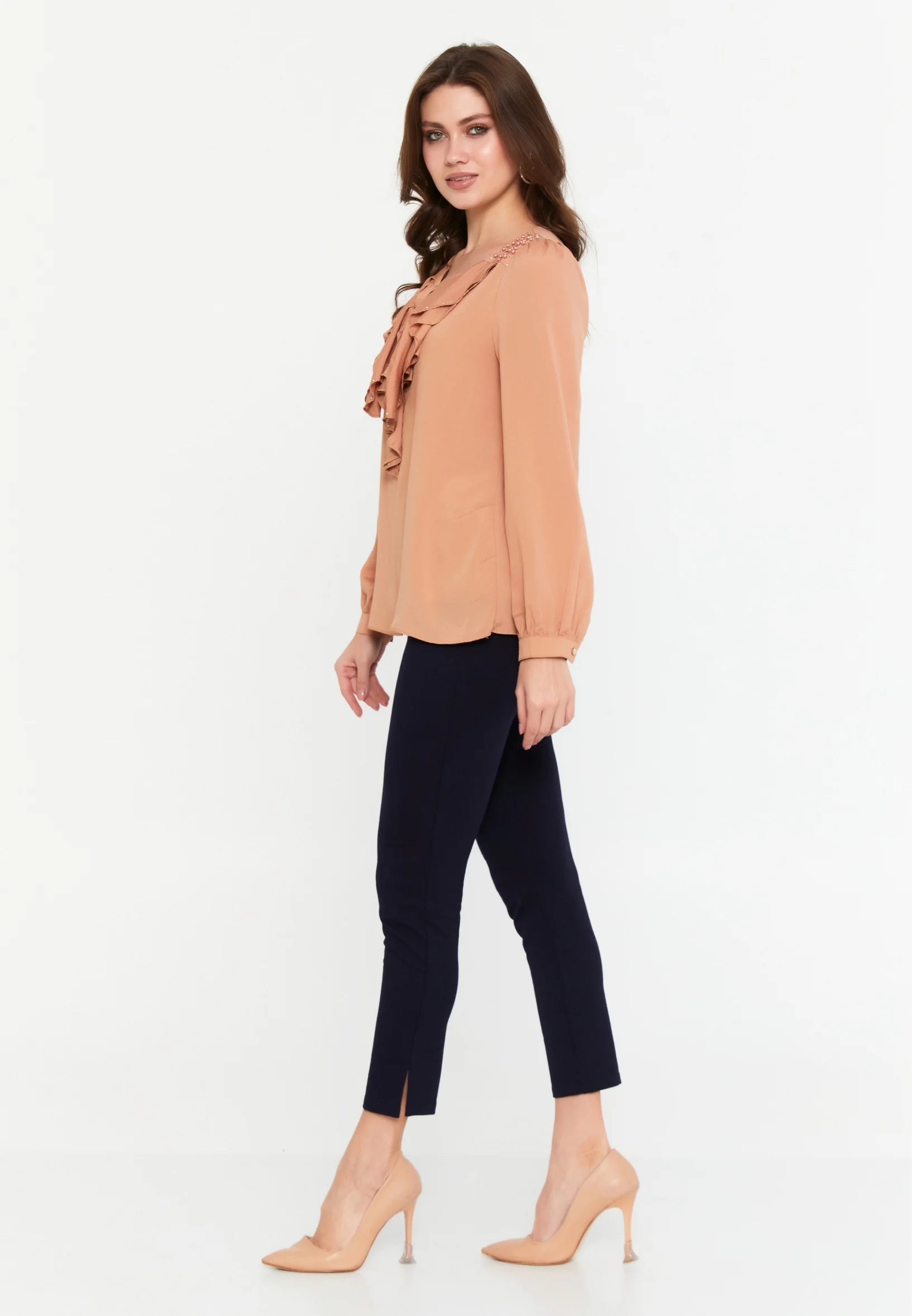 Long Sleeve Solid Color Regular Blouse ser16820 - Image 16