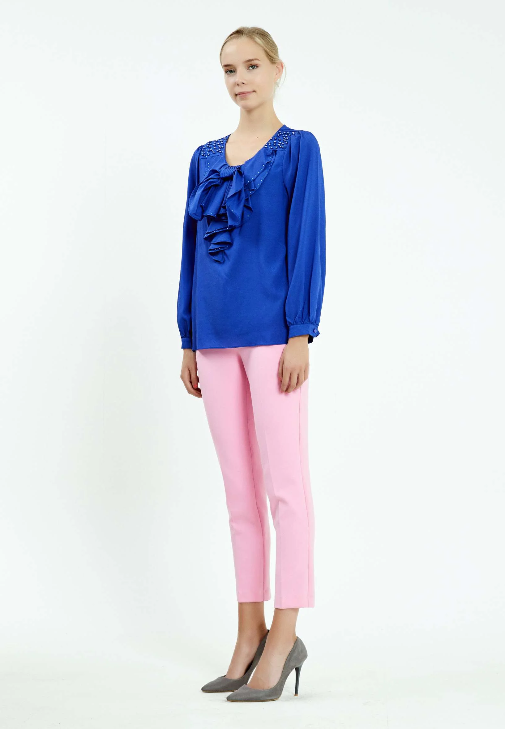 Long Sleeve Solid Color Regular Blouse ser16820 - Image 3