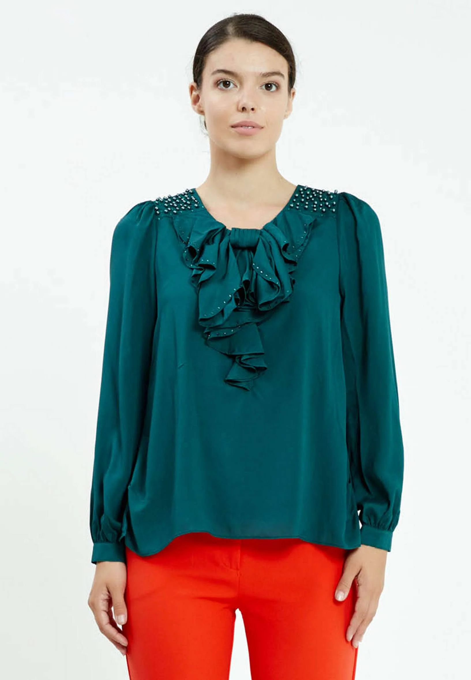 Long Sleeve Solid Color Regular Blouse ser16820 - Image 5