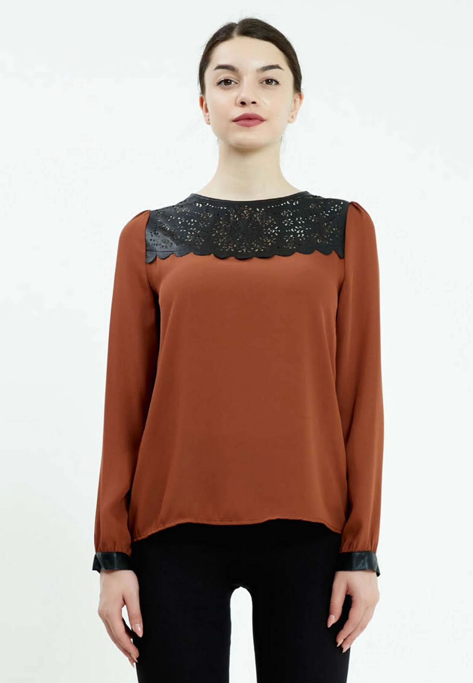 Long Sleeve Solid Color Regular Blouse ser17759
