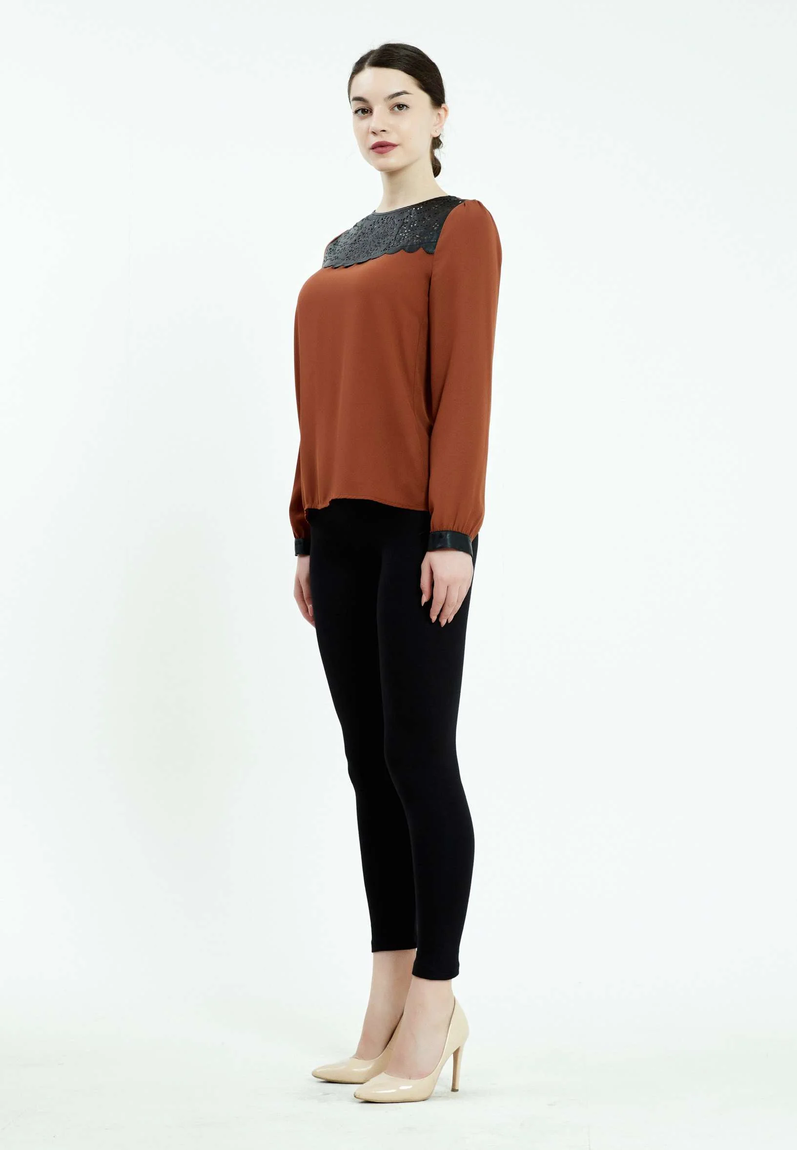 Long Sleeve Solid Color Regular Blouse ser17759 - Image 3
